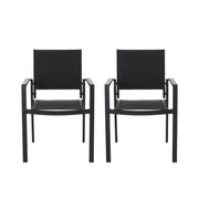 Baird - Outdoor Mesh And Aluminum Dining Chairs - Black