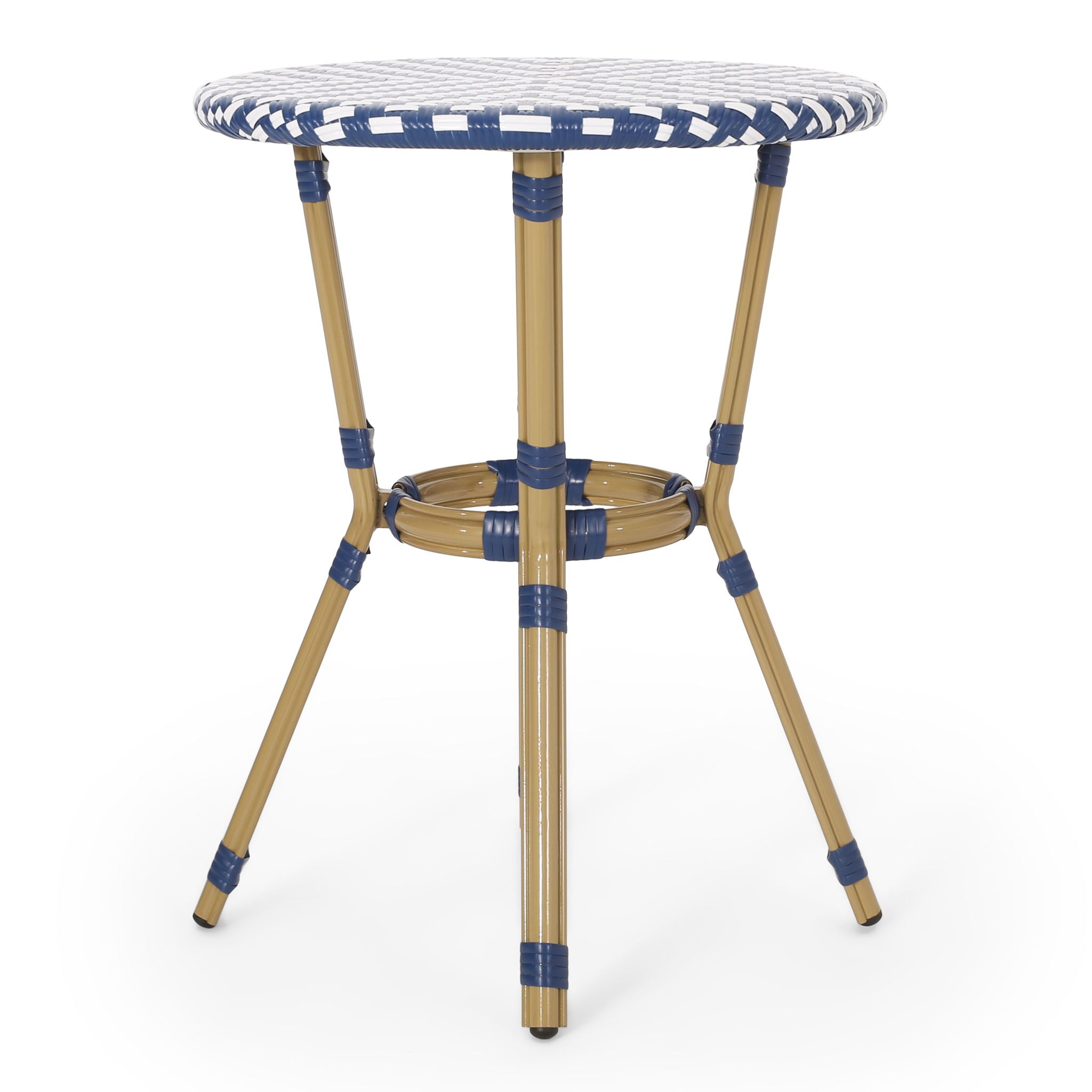 French Bistro Table Outdoor Elegance - White / Blue