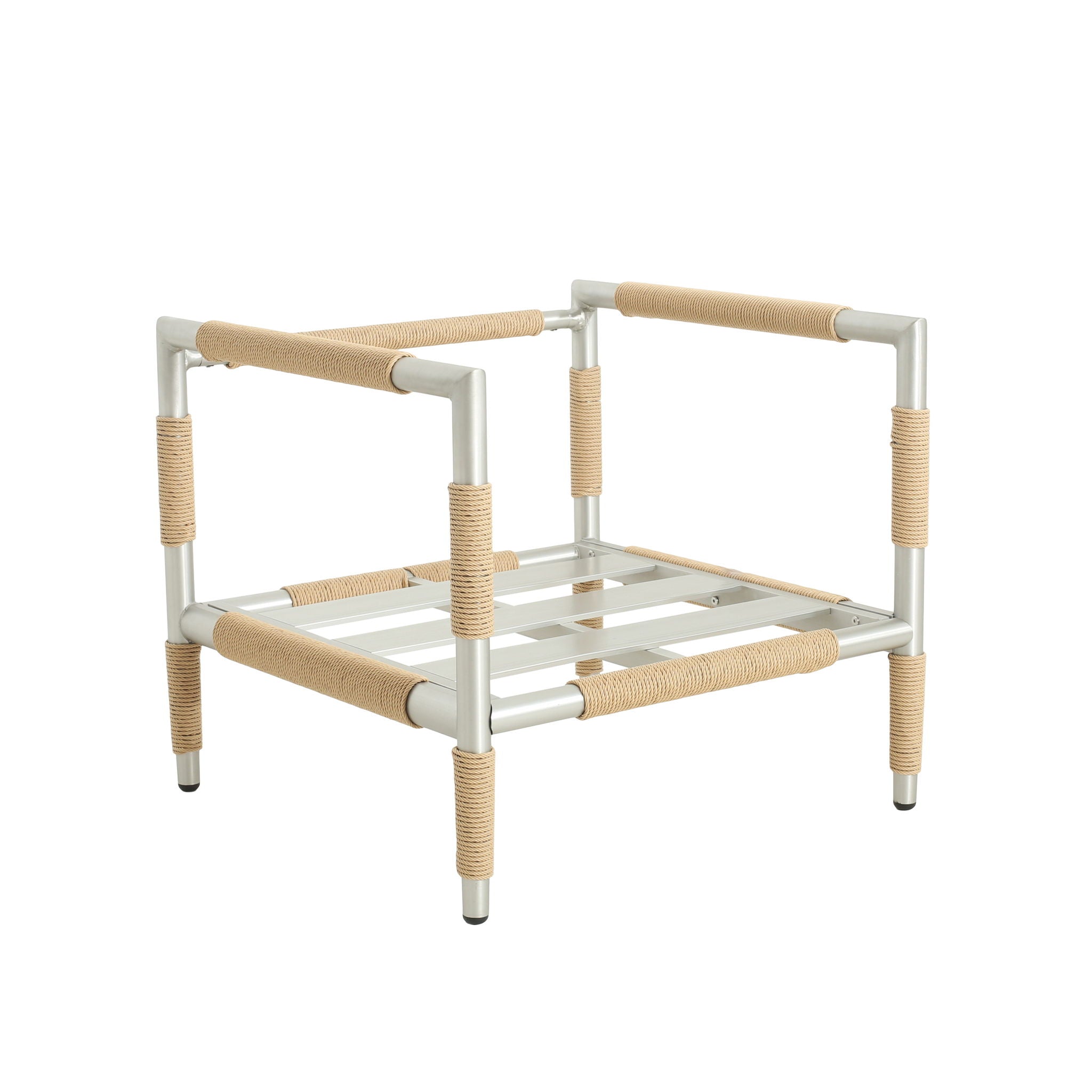 Oriana - Aluminum Outdoor Patio Armchair With Thick Cushions - Light Gray