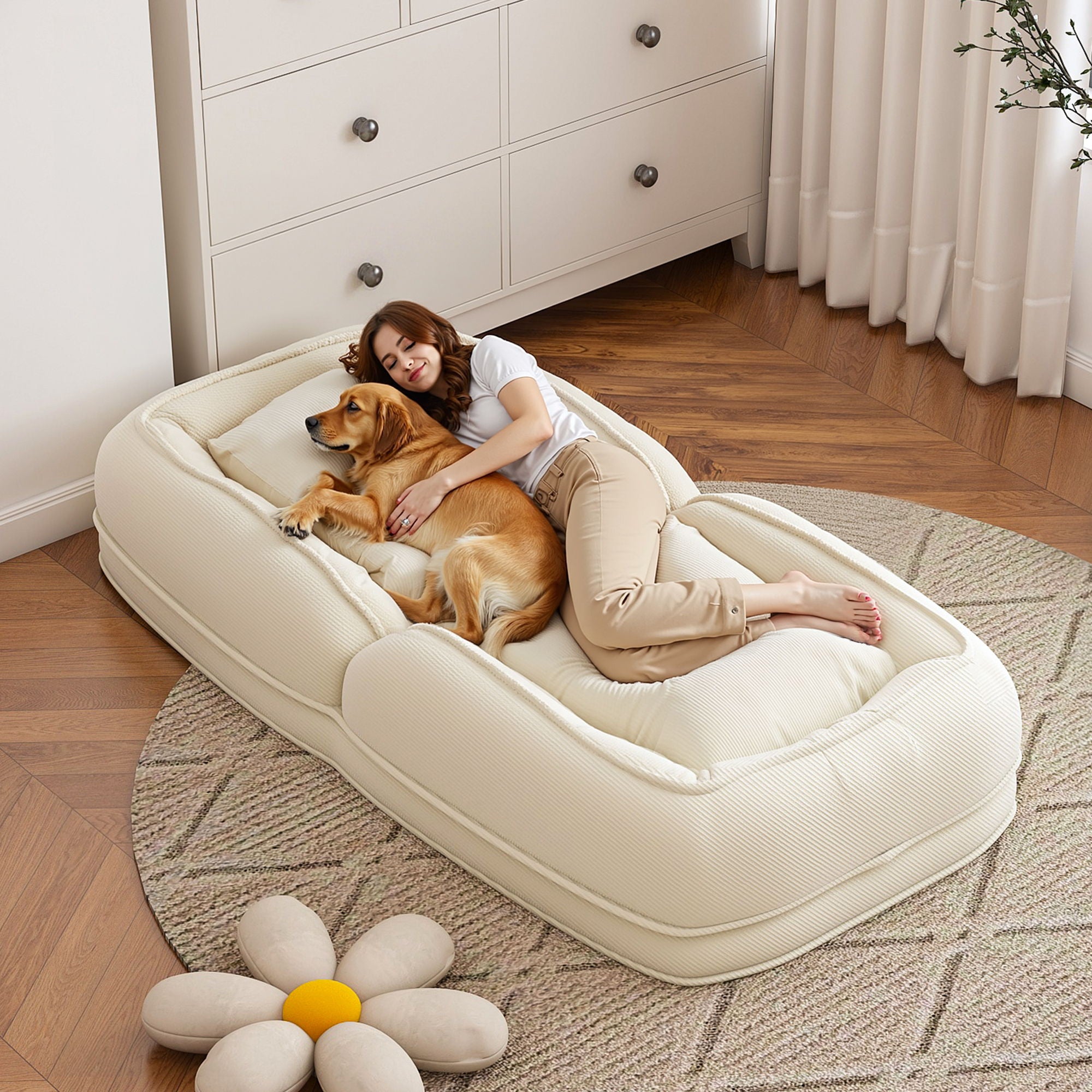Upholstered Human Dog Bed For Adults And Pets