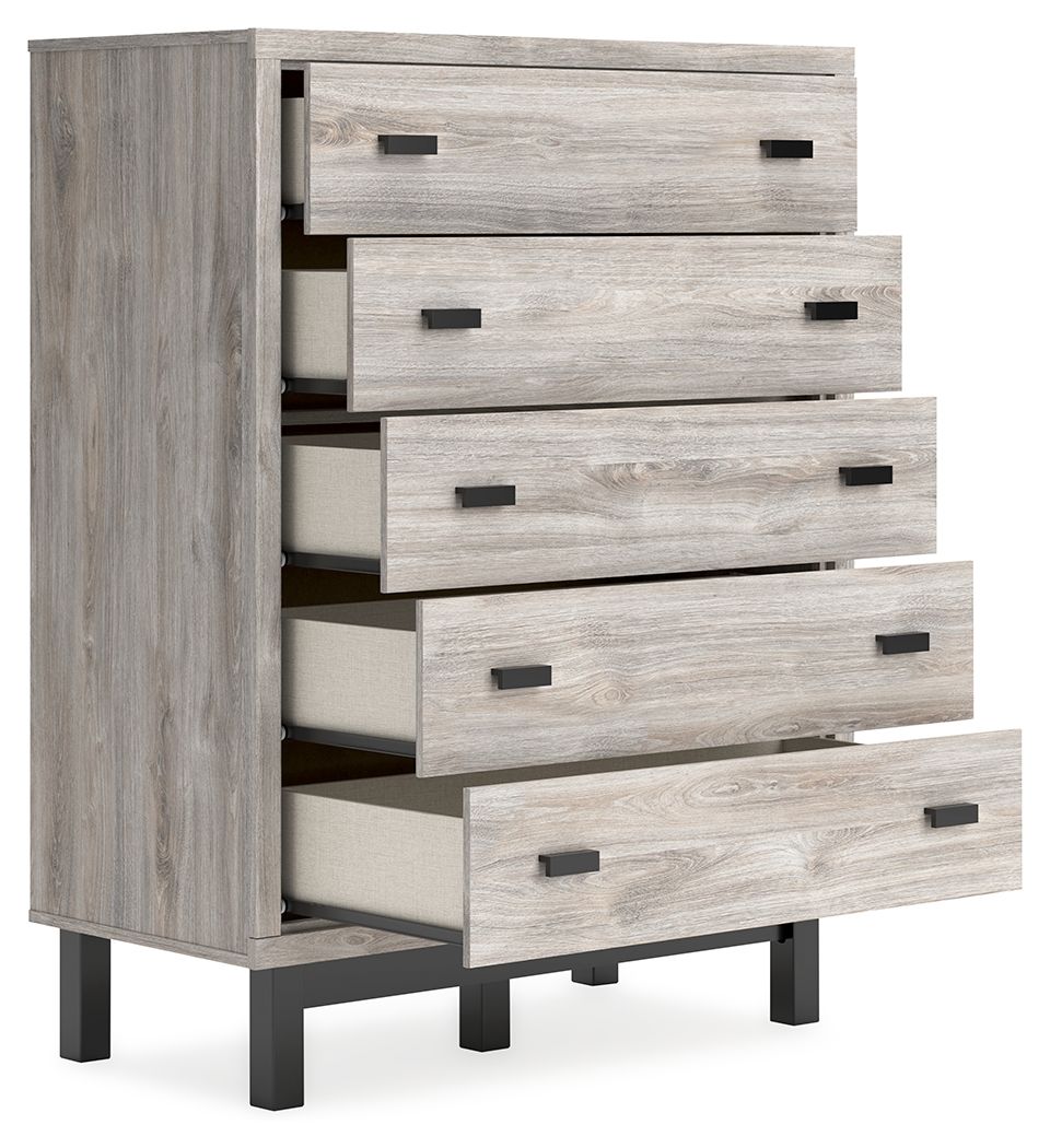 Signature Design by Ashley® Vessalli - Black / Gray - Five Drawer Wide Chest | Meri Furniture