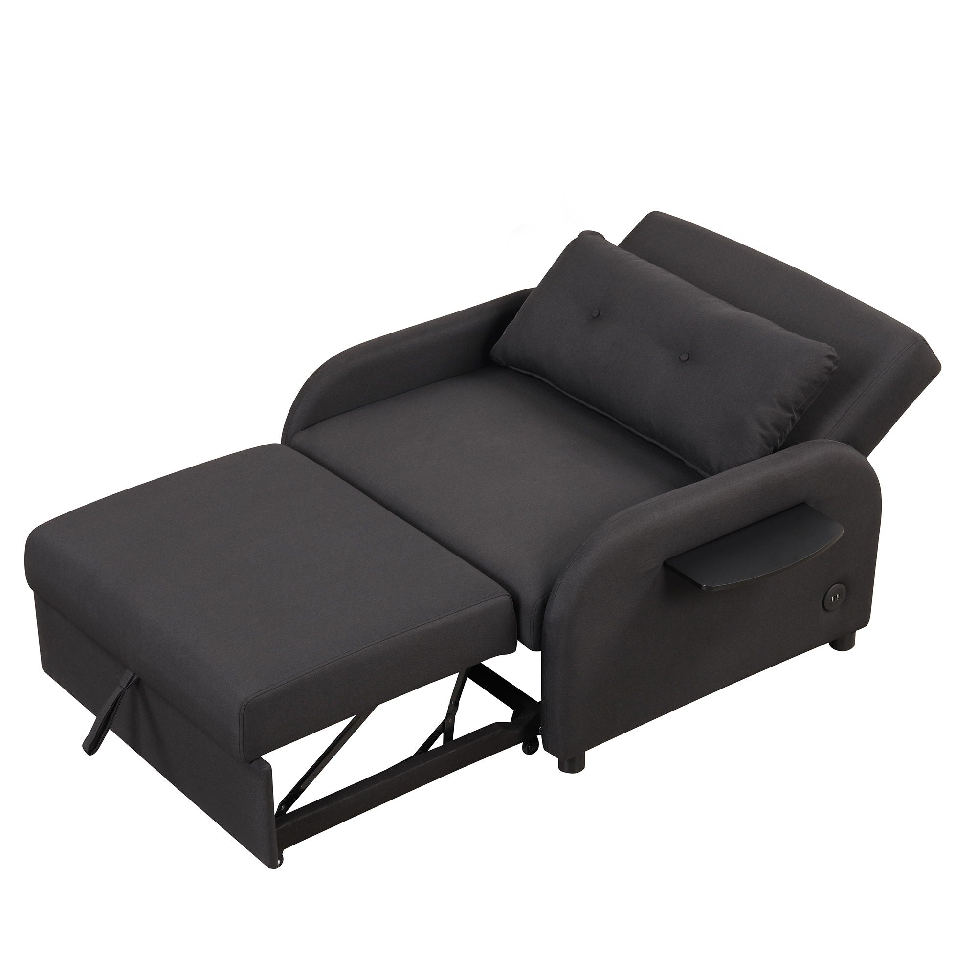 Versatile Pull Out Sofa Sleeper 3 In 1 With Wing Table & USB Charge, Compact Design