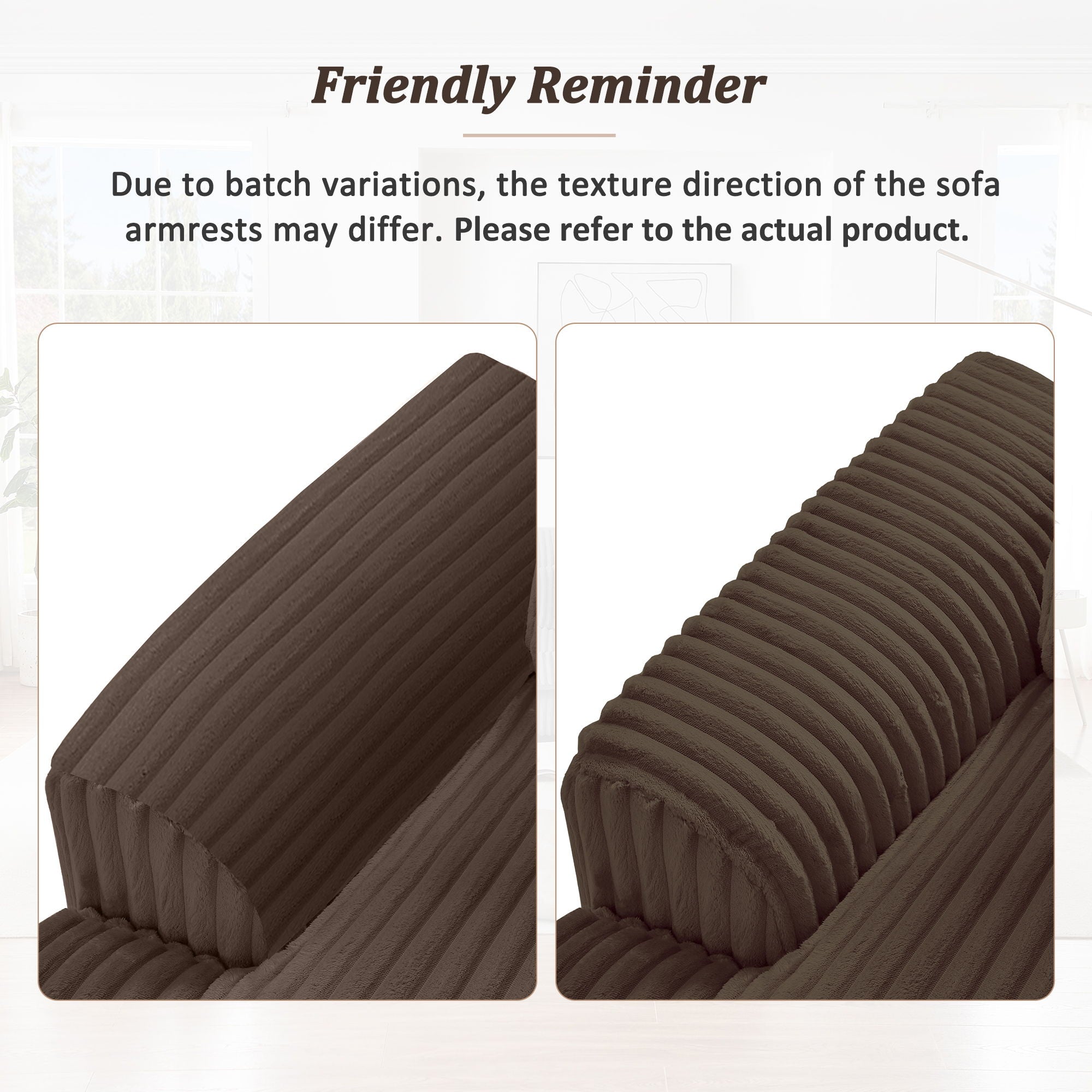 Oversized Sectional Sofa U - Shaped Sofa Couch Modern Sofa Upholstered In Soft Corduroy With A Chaise Lounge For Living Room