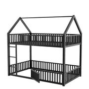 Metal House Bunk Bed With Fence And Door