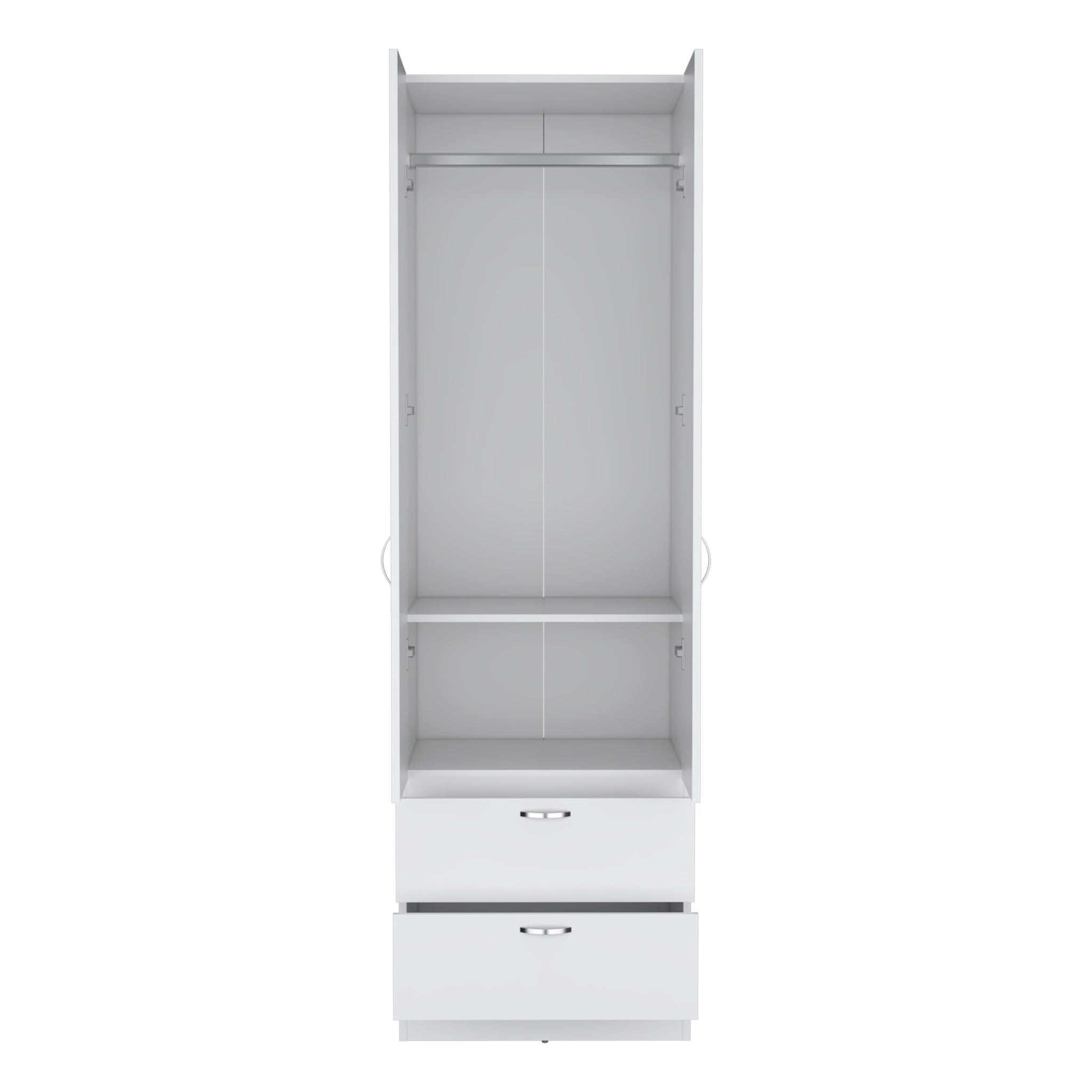 Armoire Organiser, Two Shelves, Rod, Double Door Cabinet Armoire