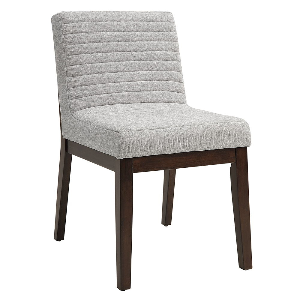 ACME Edwyn - Side Chair (Set of 2) - Gray Fabric & Brown Finish | Meri Furniture
