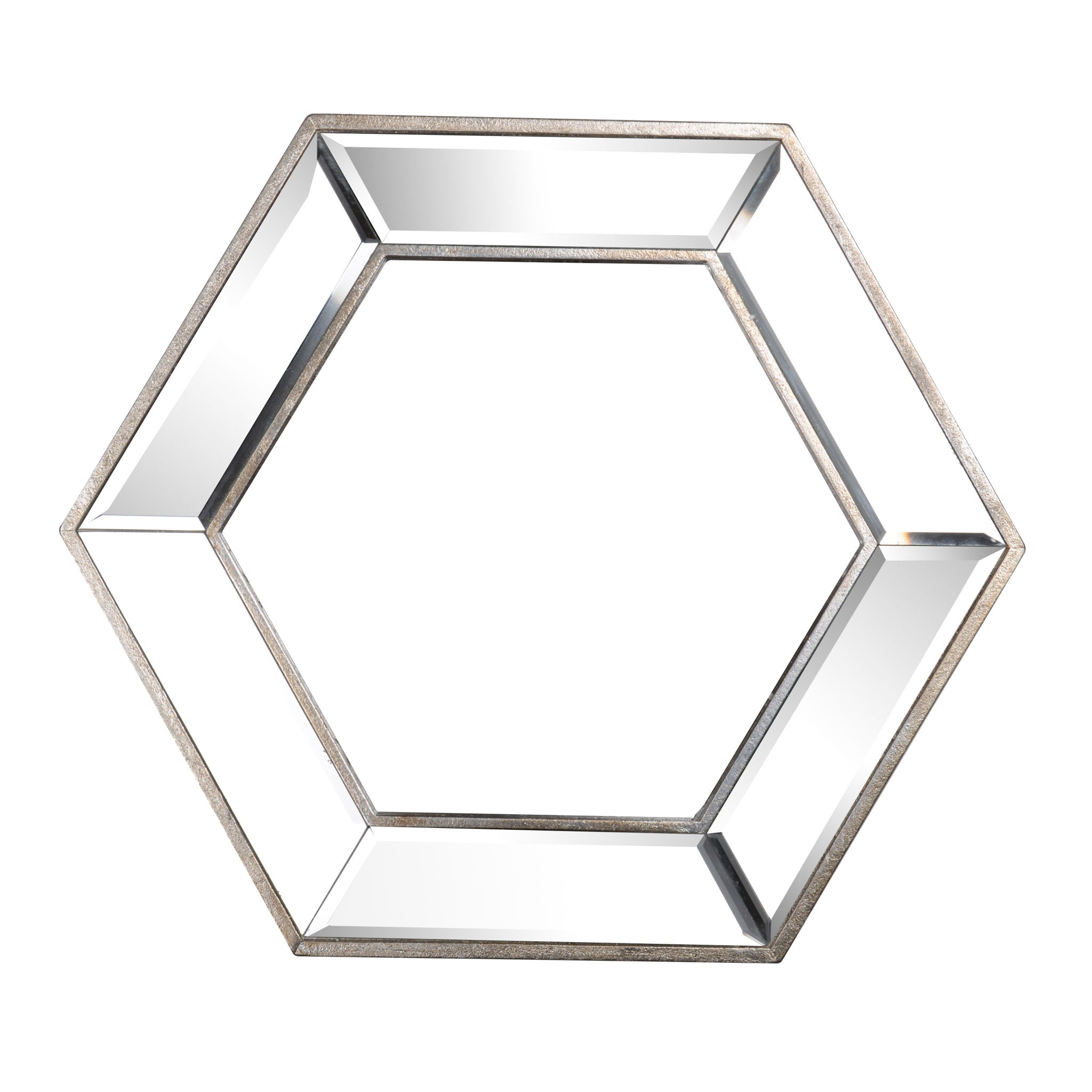 Hexagon Wall Mirror With Contemporary Glass Design, Home Decor Accent Mirror For Living Room, Entryway, Bedroom