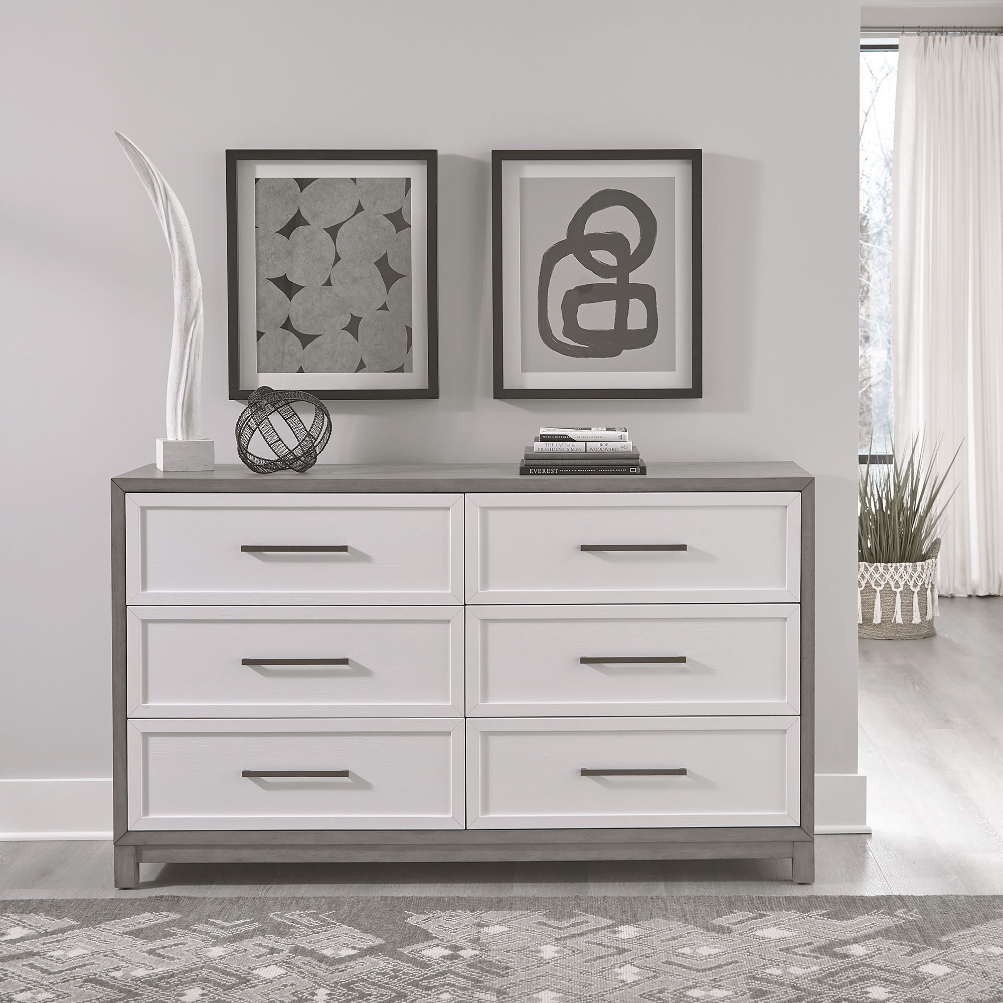 Liberty Furniture Palmetto Heights - 6 Drawer Dresser - White | Meri Furniture