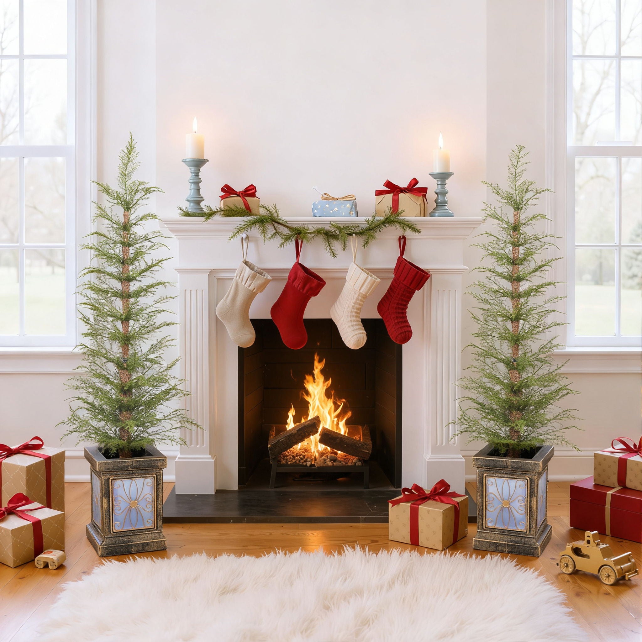 4Ft Pre Lit Artificial Christmas 2 Piece Set - Green