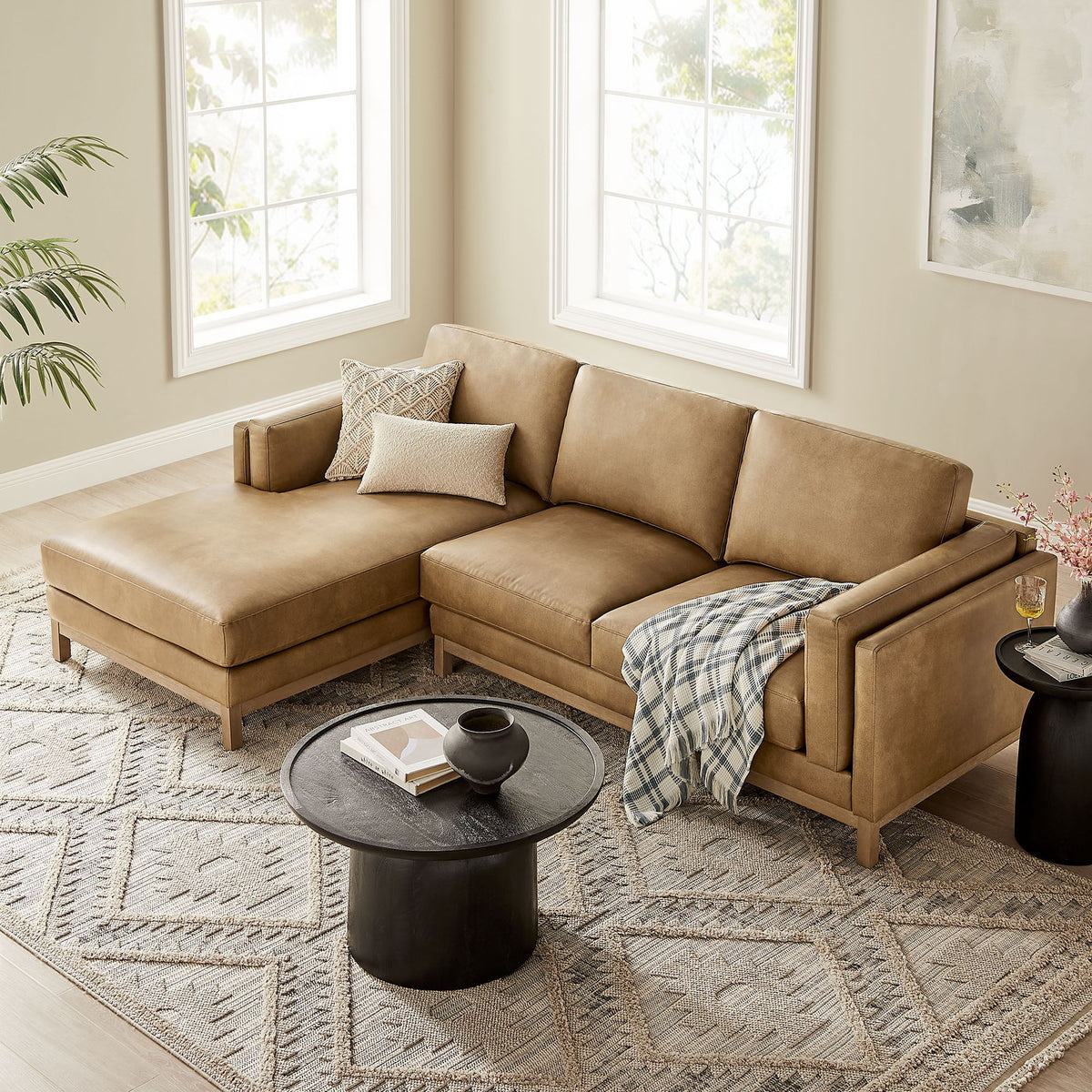 Roscoe Left-Facing Vegan Leather Sectional Sofa with Chaise by Modway