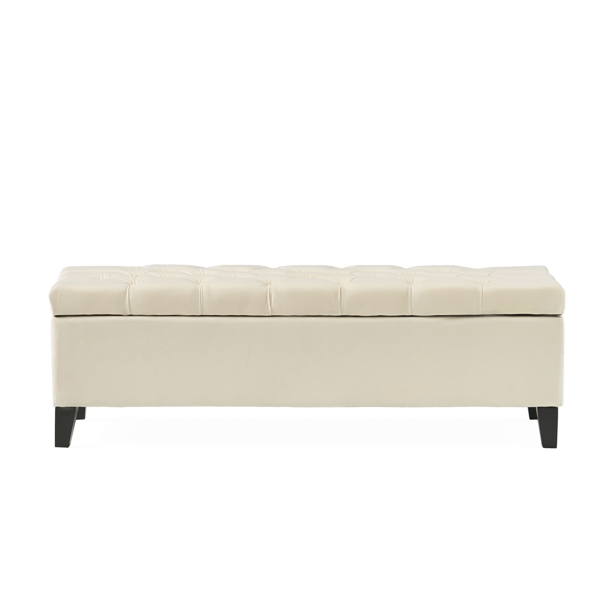 Button Tufted Diamond Stitch Storage Ottoman - Beige