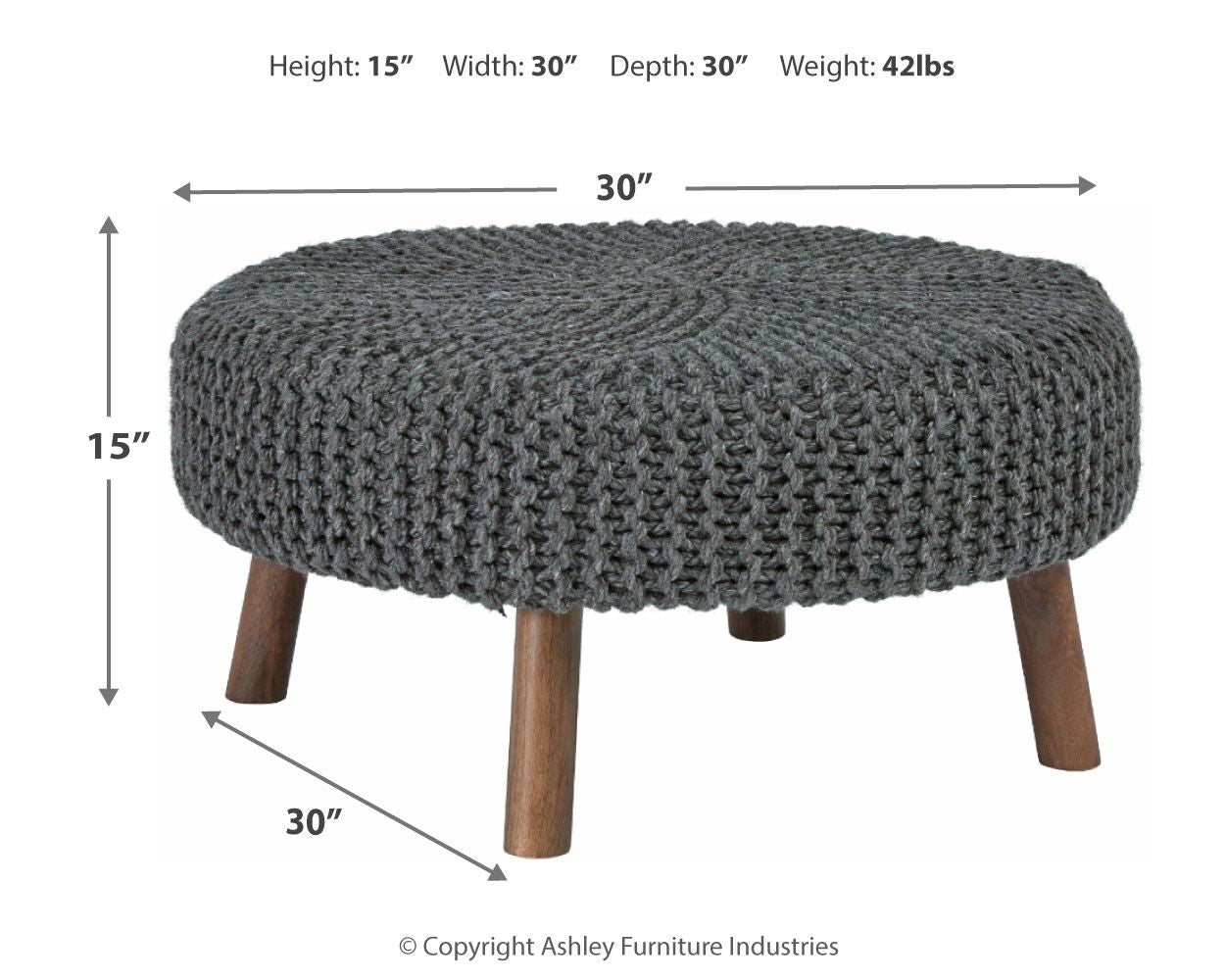 Ashley Furniture Jassmyn - Charcoal - Oversized Accent Ottoman | Meri Furniture