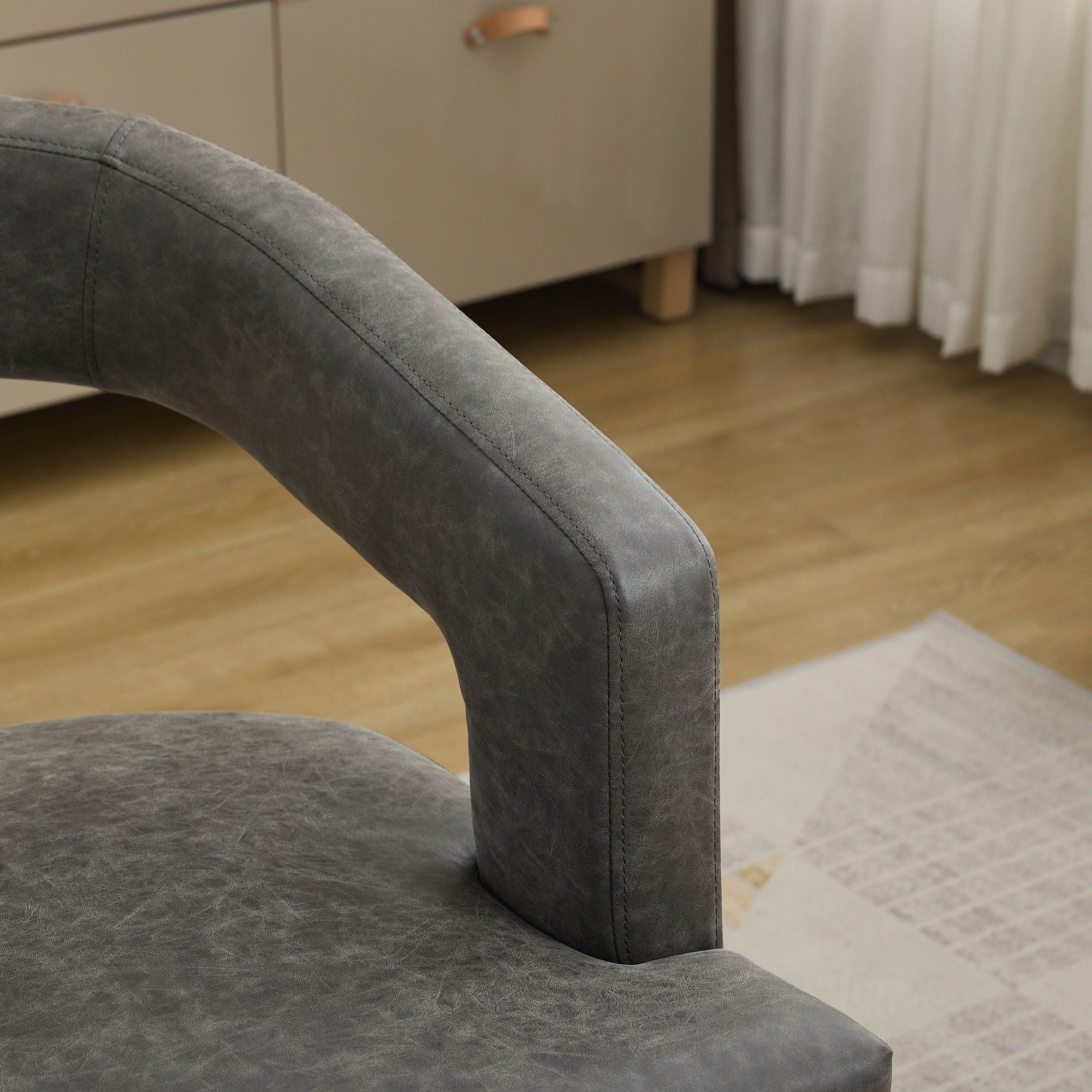 Wide Modern Barrel Open Back Upholstered Accent Chair With Weathered Solid Wood Legs