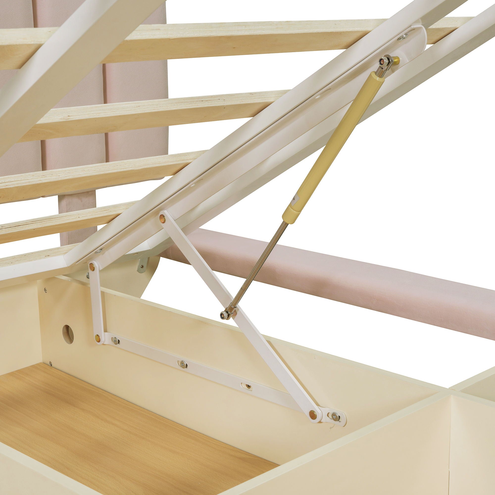 Upholstered Floating Hydrualic Platform Bed With LED Light And USB Port