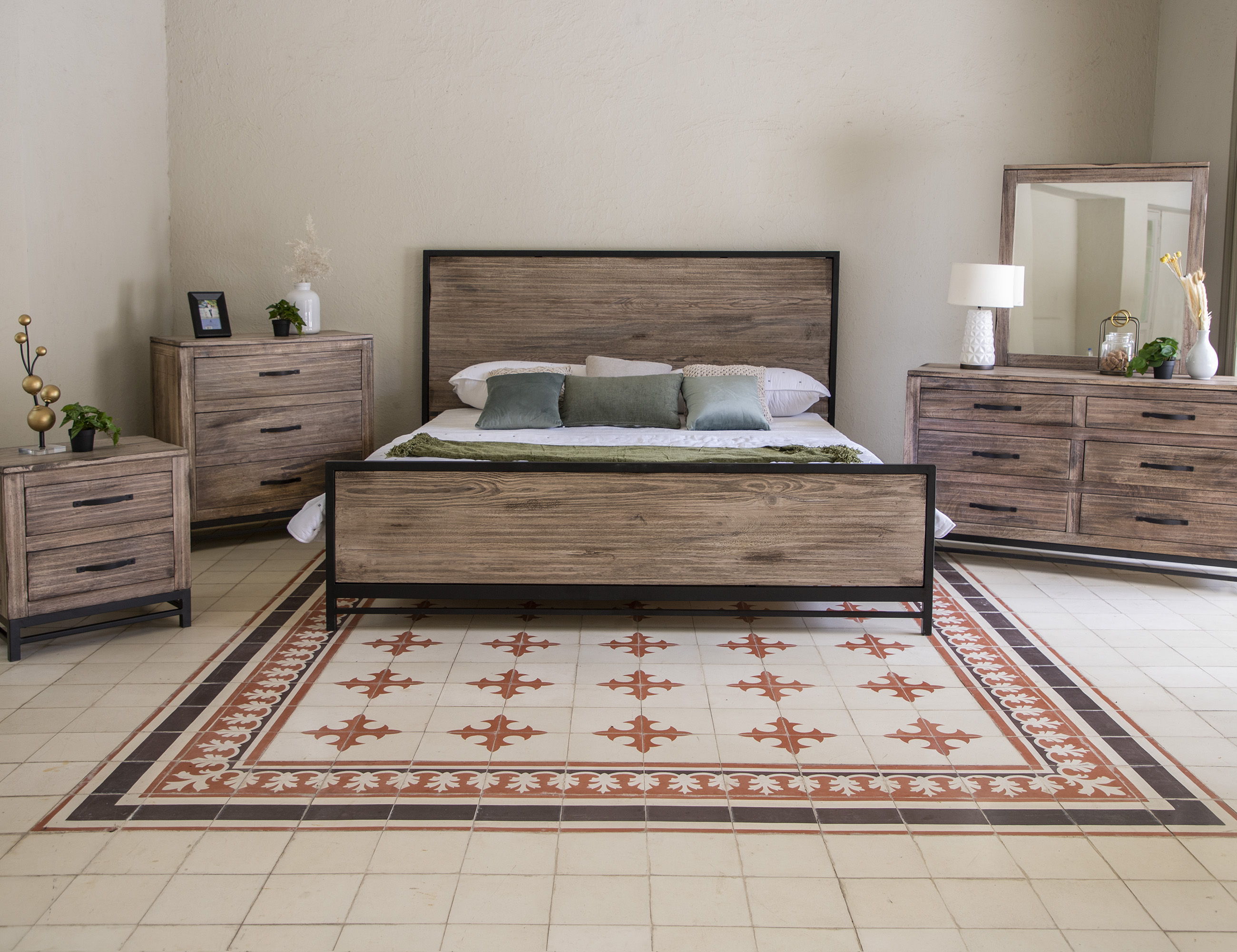 International Furniture Direct Blacksmith - Nightstand - Truffle Brown / Oil Black | Meri Furniture