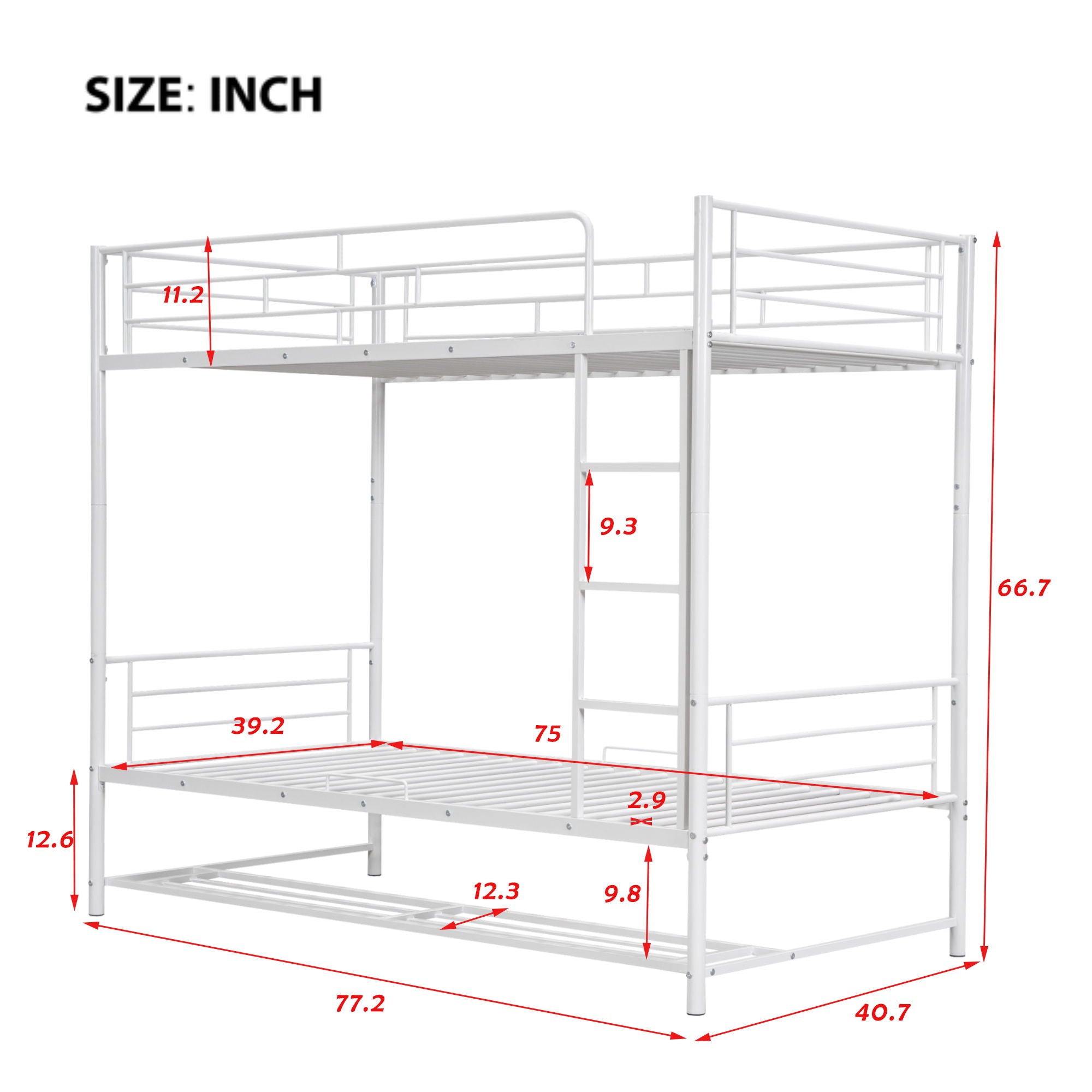 Metal Bunk Bed & Shelf And Guardrails