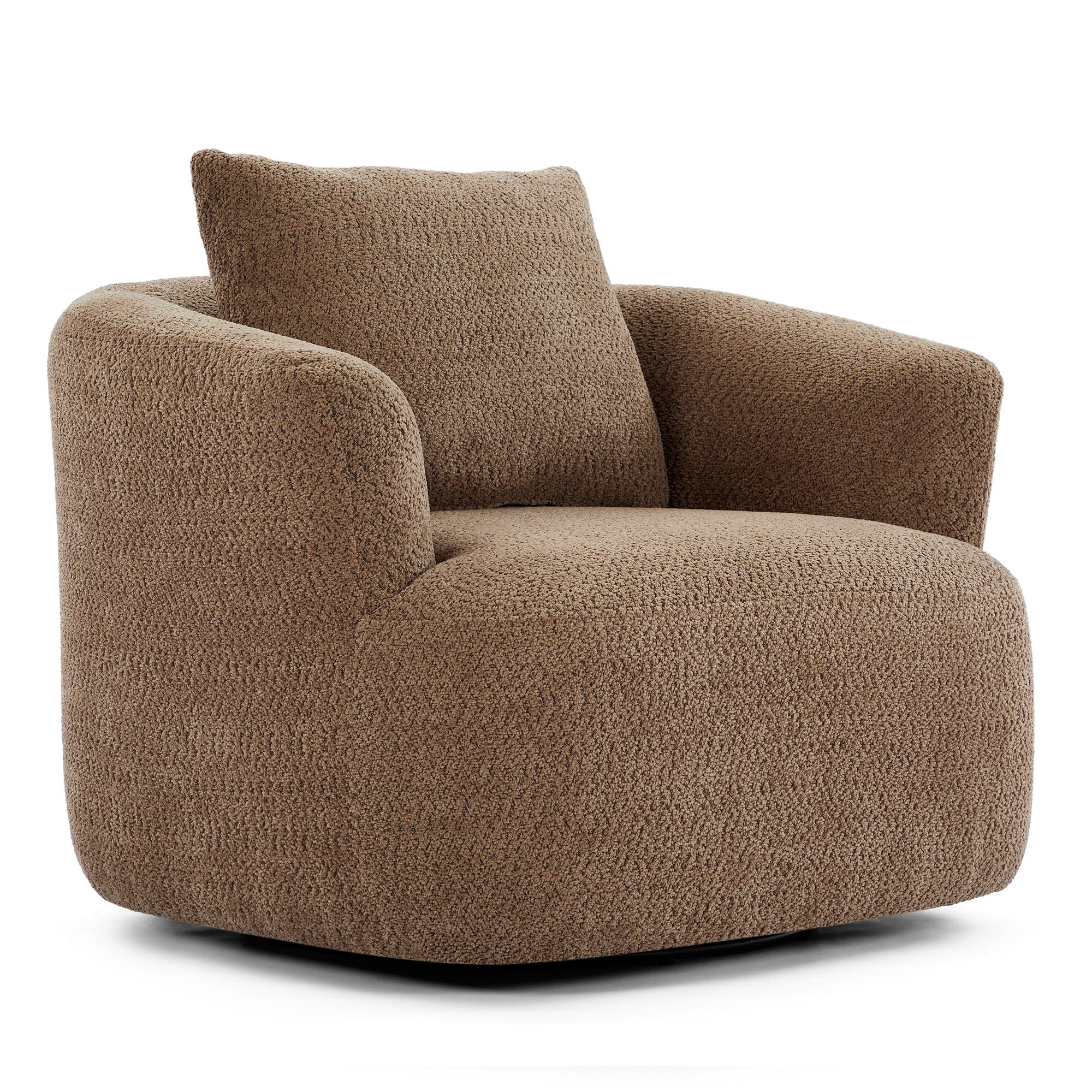 360° Swivel Barrel Sofa Chair With Throw Pillow, Chenille Upholstered Accent Chair