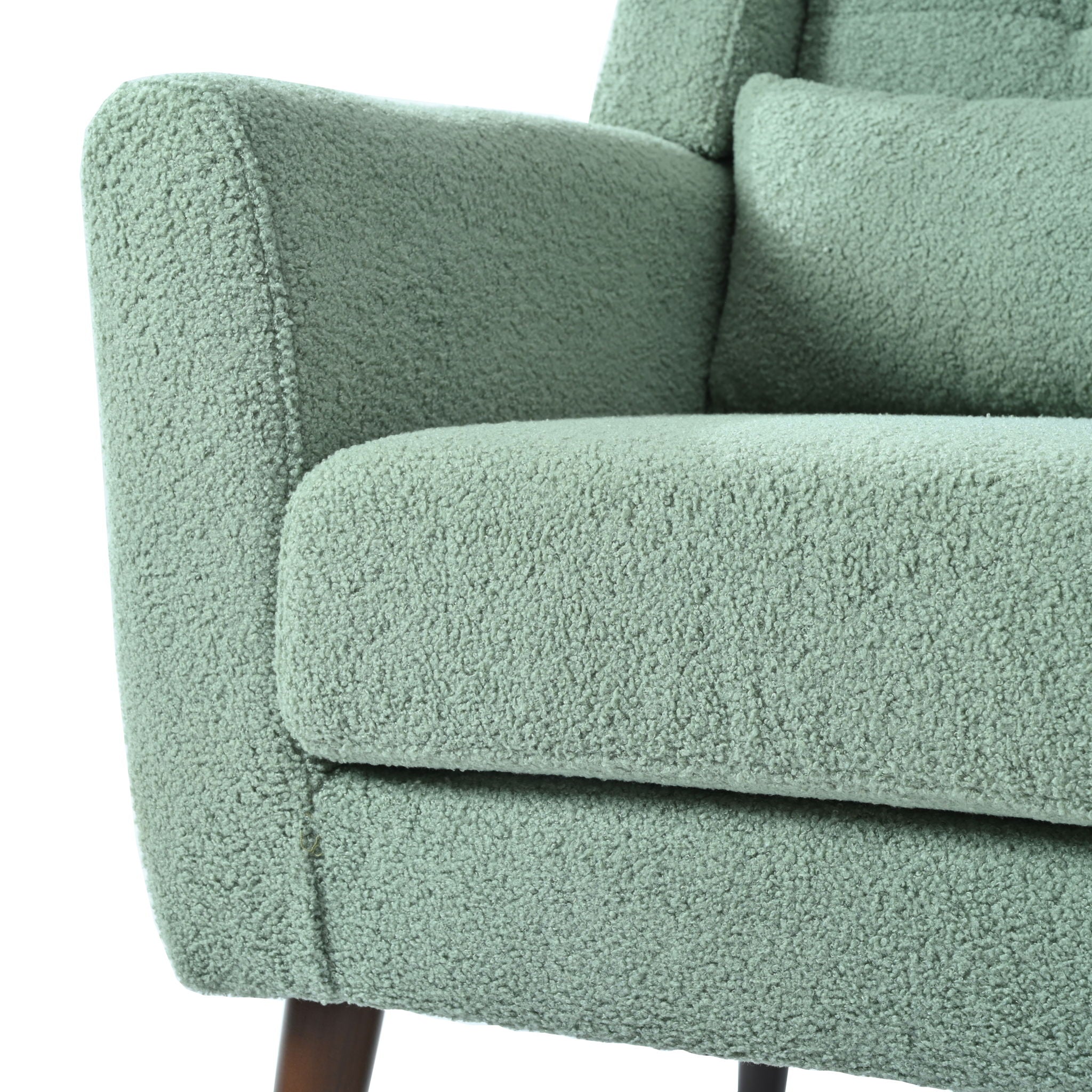 Modern Accent Chair, Teddy Fabric Living Room Chairs Comfy Reading Chair, Mid Century Accent Chair, Lounge Arm Chairs Armchair For Living Room Bedroom - Light Green
