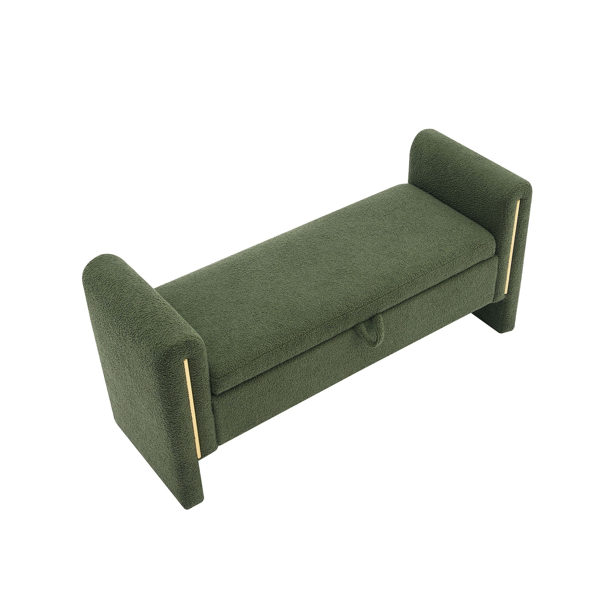 Modern Teddy Upholstered Large Bed End Bench With Arms And Storage