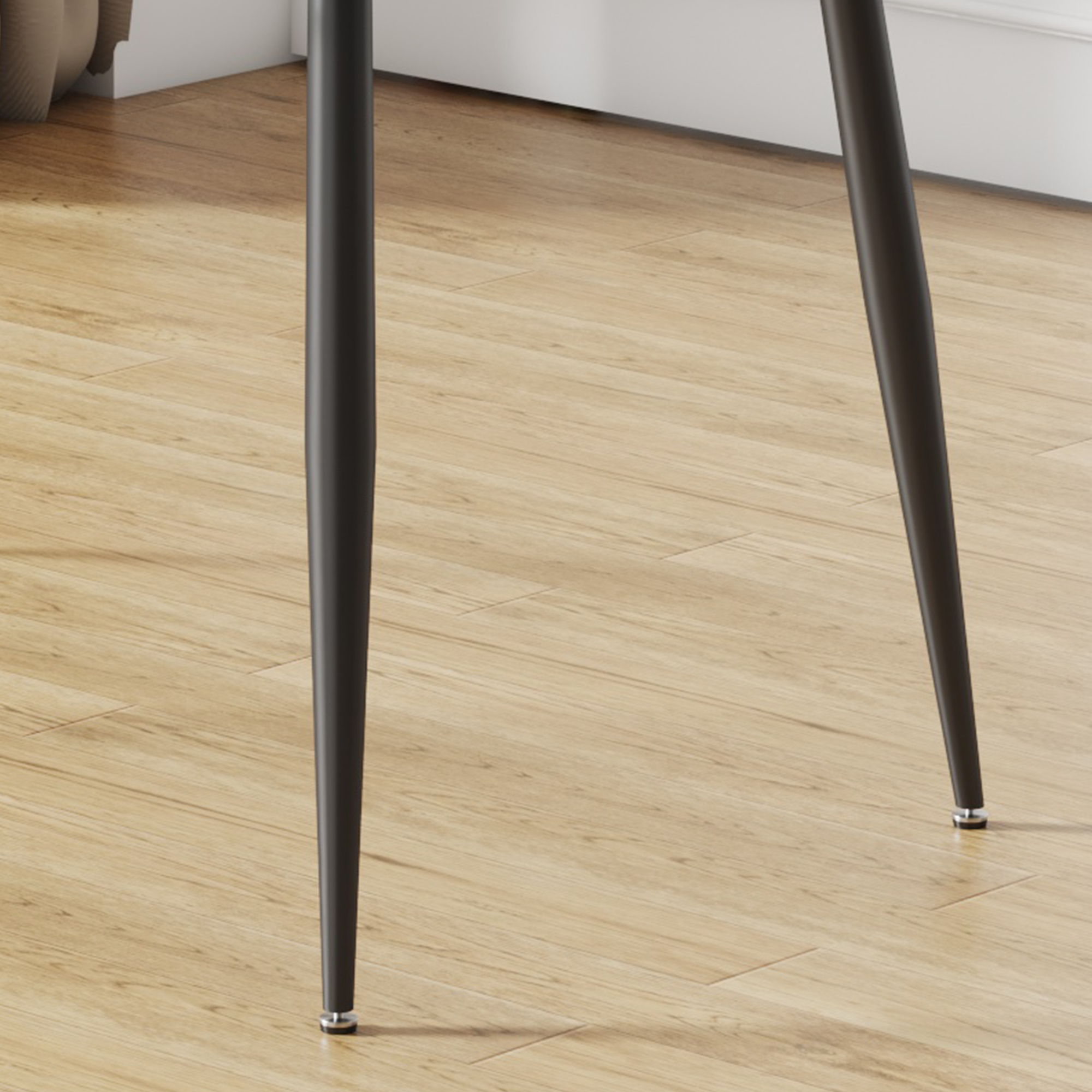 Modern Rectangular Glass Dining Table With Tempered Glass Top And Metal Legs For 4 - 6 People - Black / Transparent