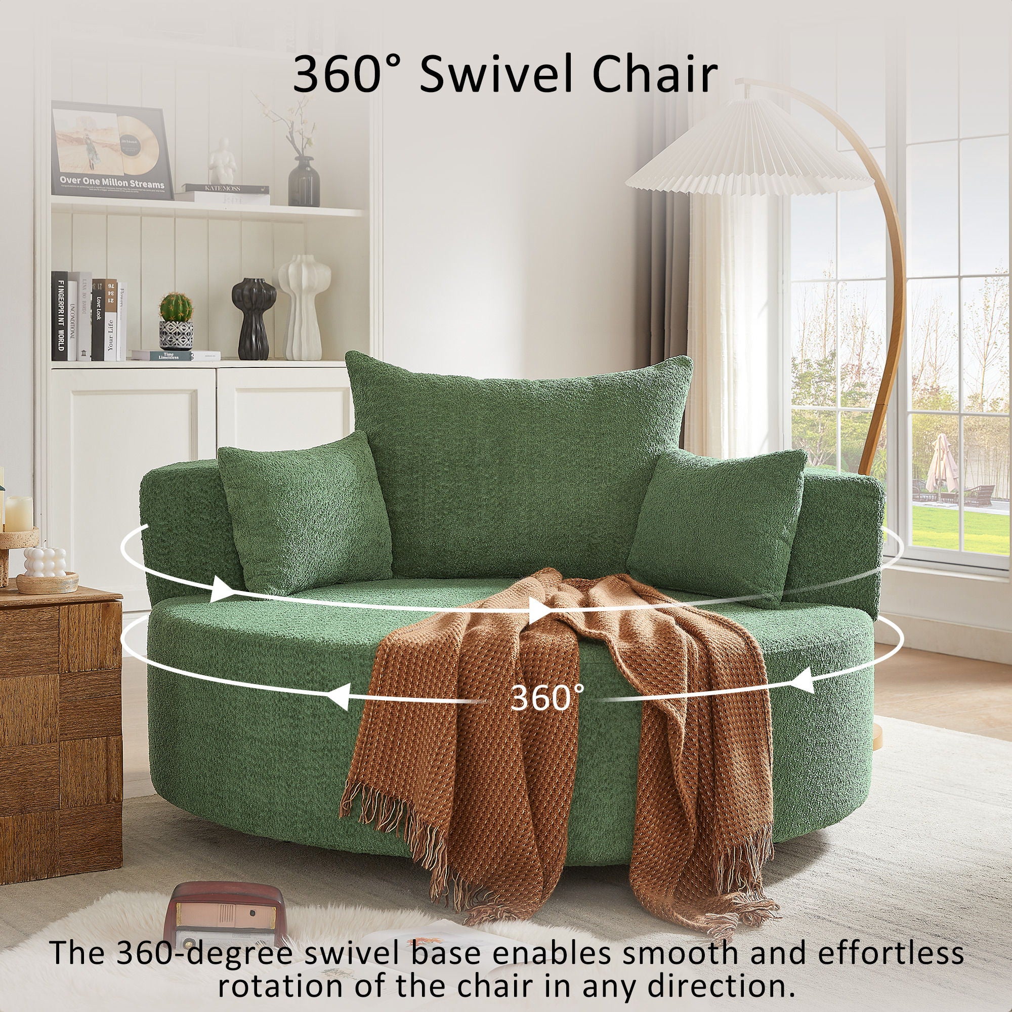 360° Swivel Accent Barrel Chair With 3 Removable Pillows For Living Room
