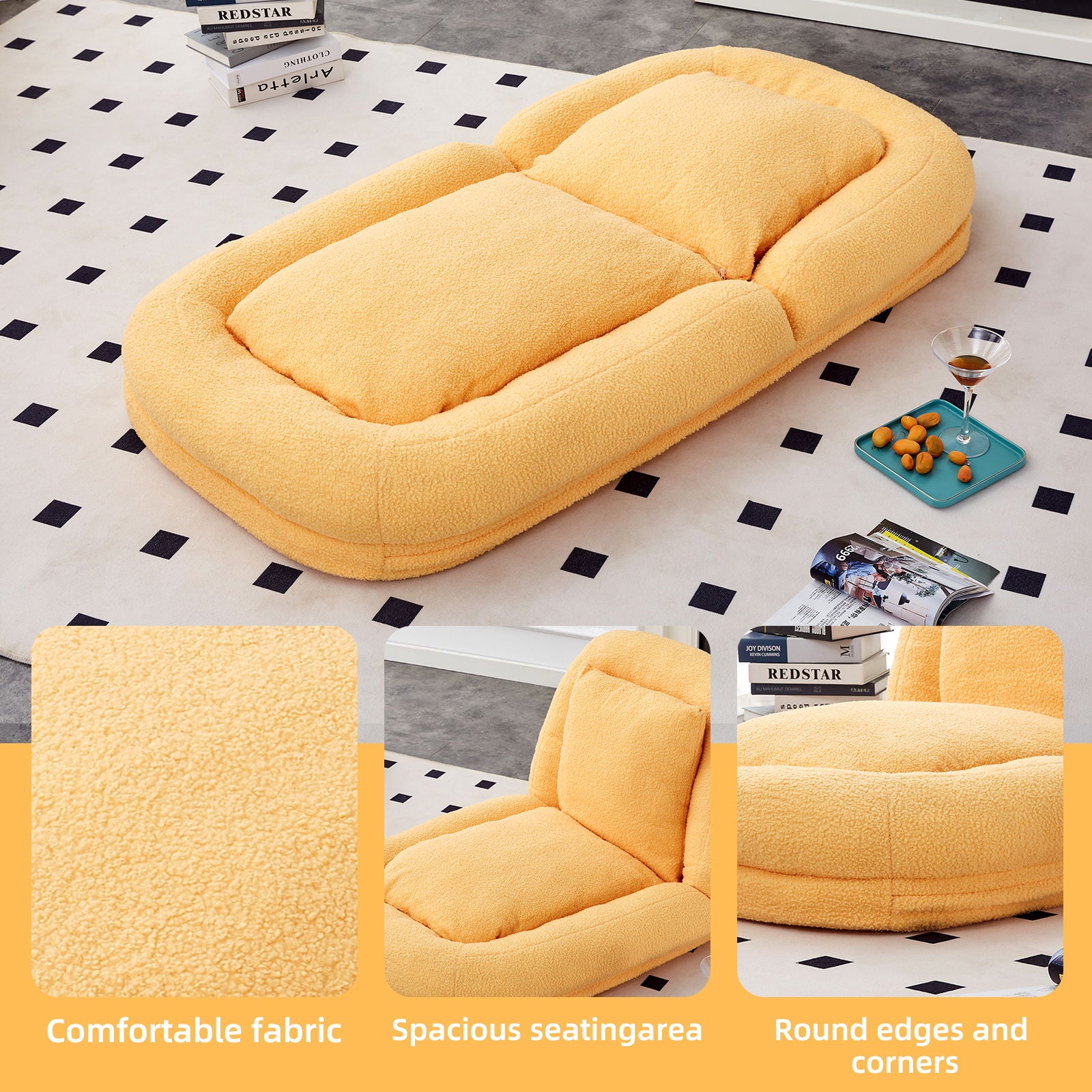 Contemporary Folding Sofa Chair With 5 Adjustable Positions For Gaming, Meditation, And Relaxation