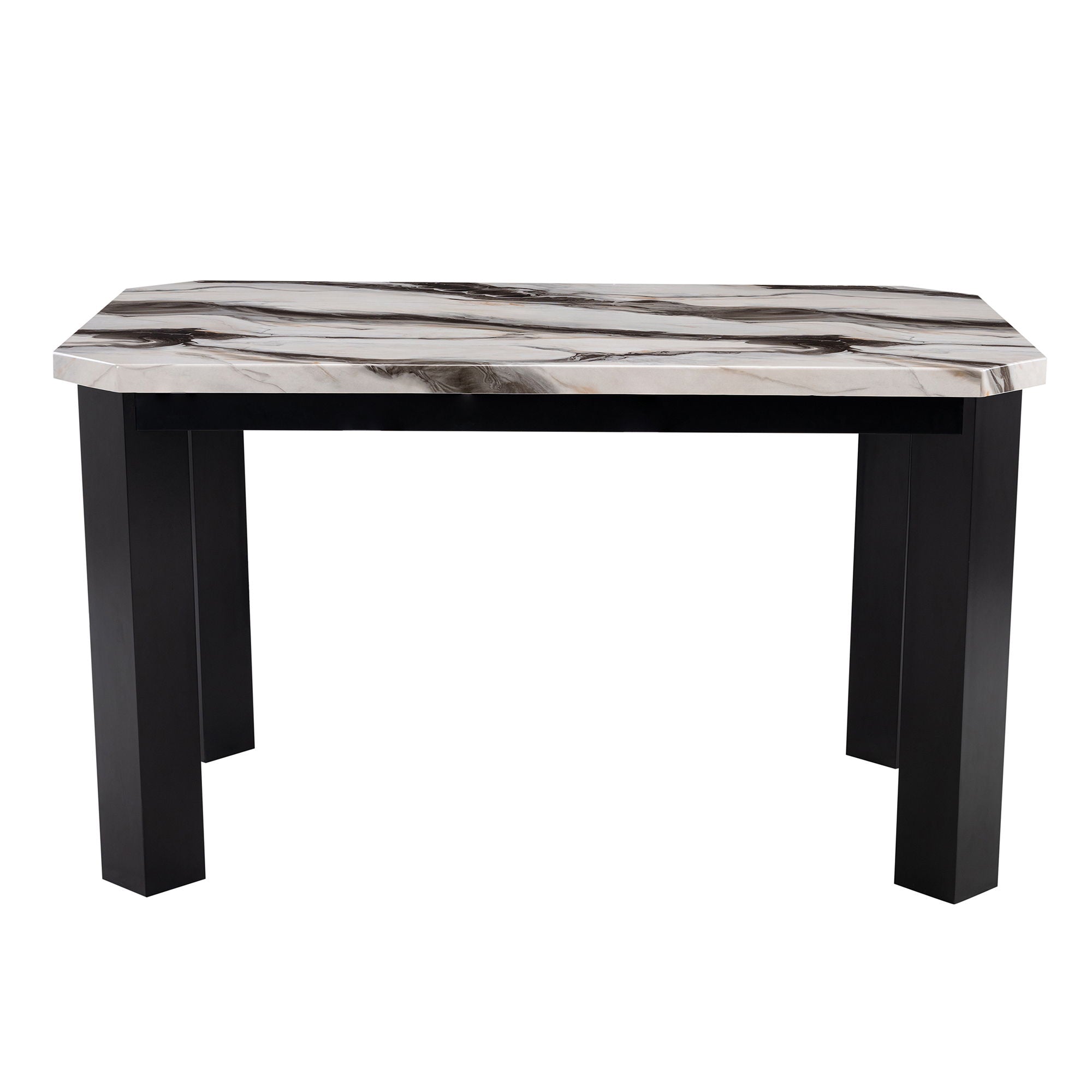 Magaly - Bar Table With Marbled Top Detail And Scalloped Edges - Dark Gray