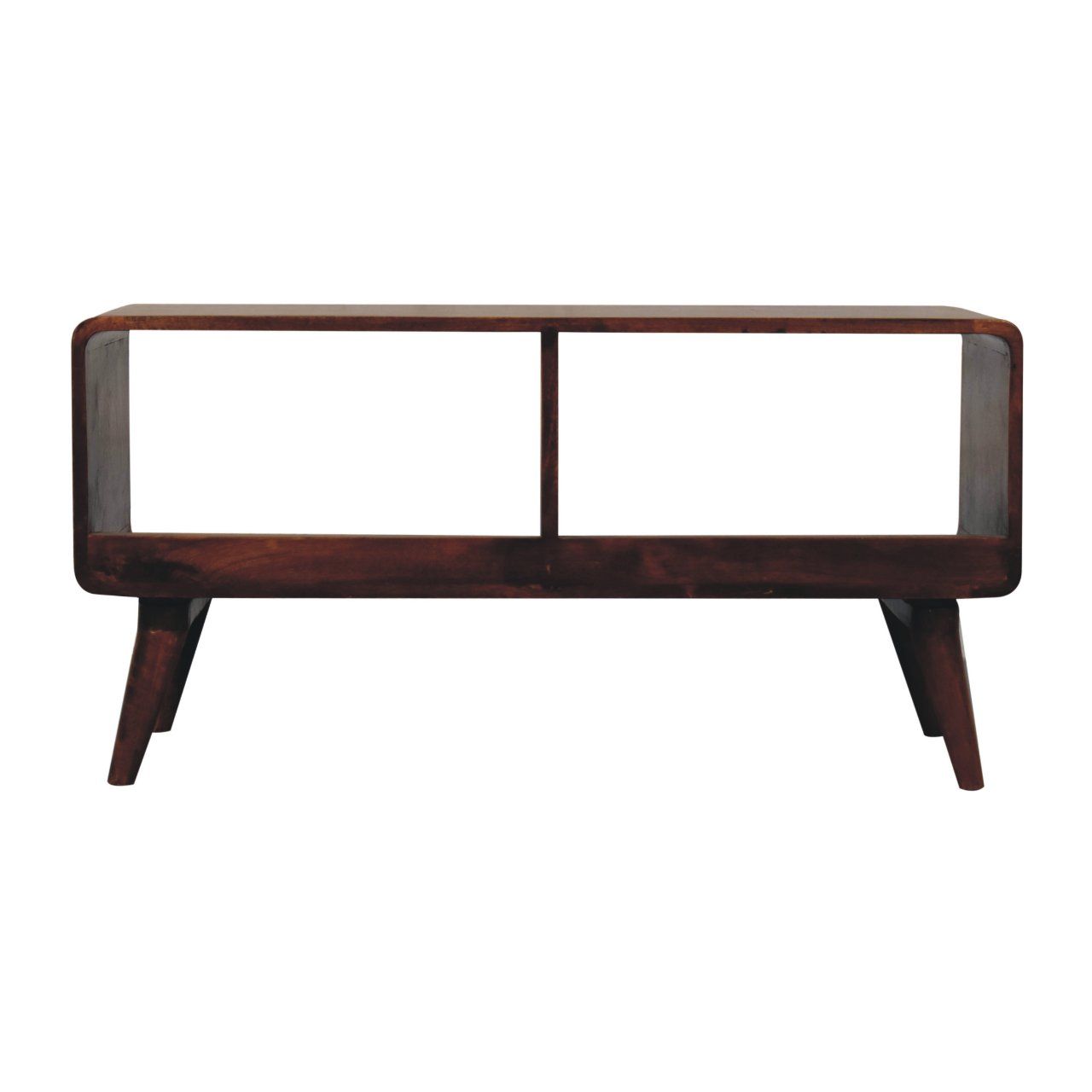 Curved Double Slot Media Unit - Dark Brown
