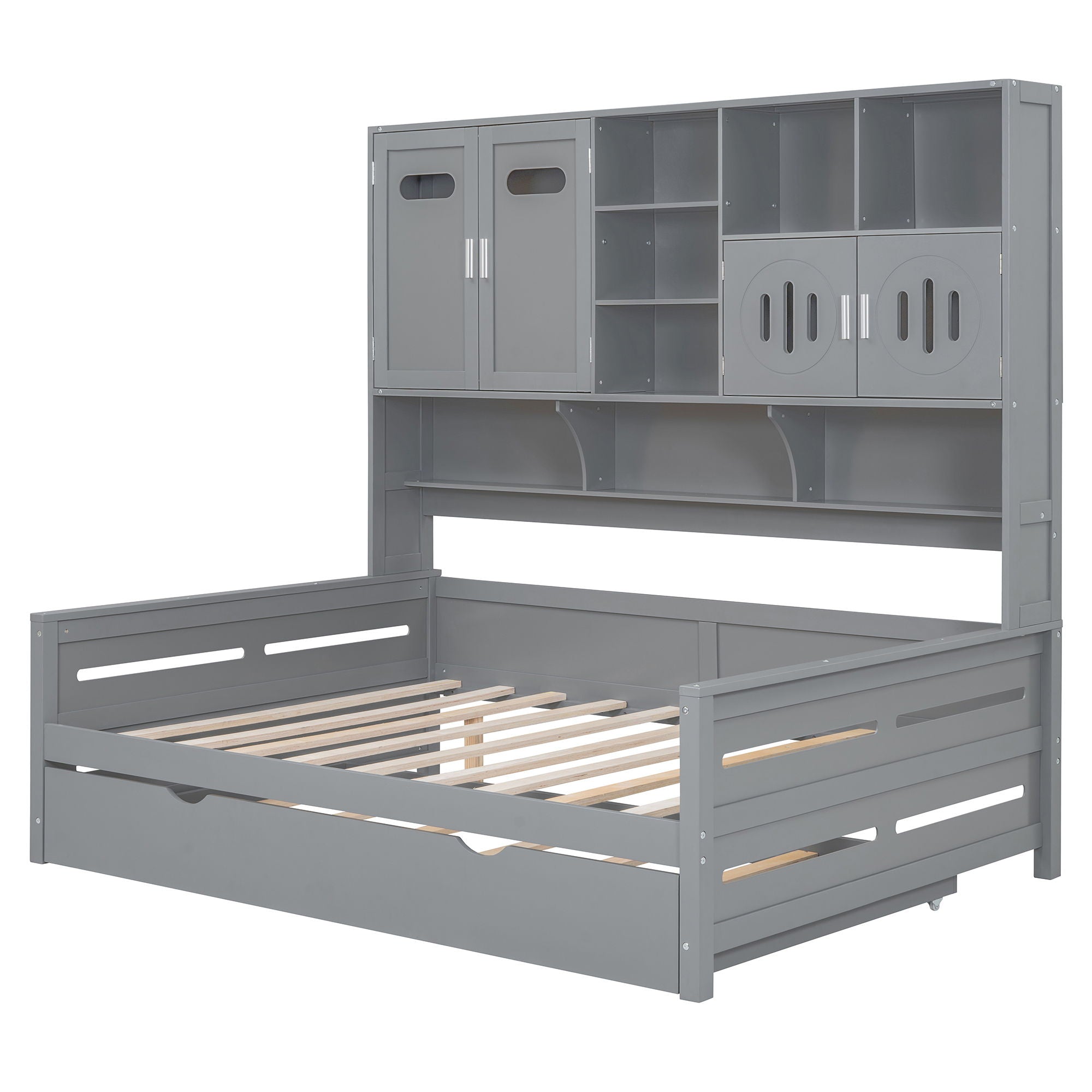 Daybed With All-In-One Cabinet And Shelf