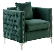 Bayberry 34"W Green Velvet Chair with 1 Pillow
