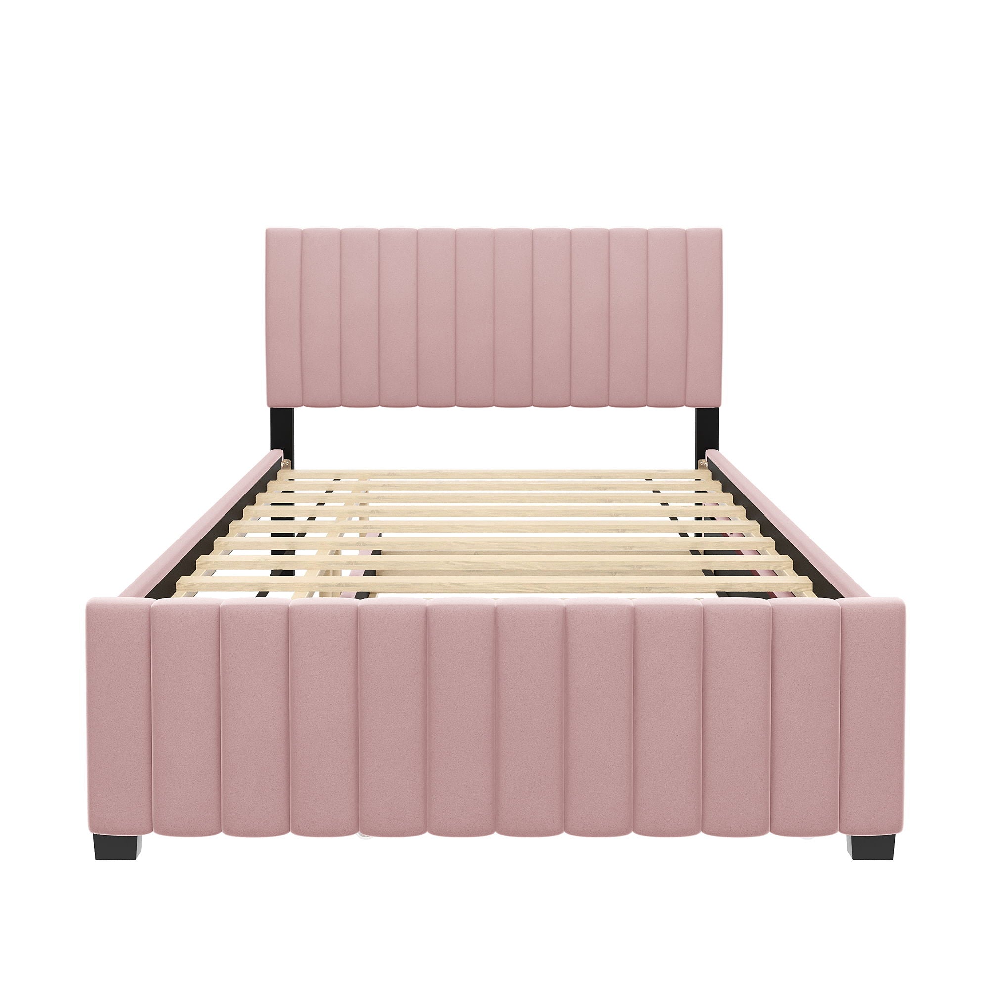 Elegant Upholstered Platform Bed With Twin Size Trundle