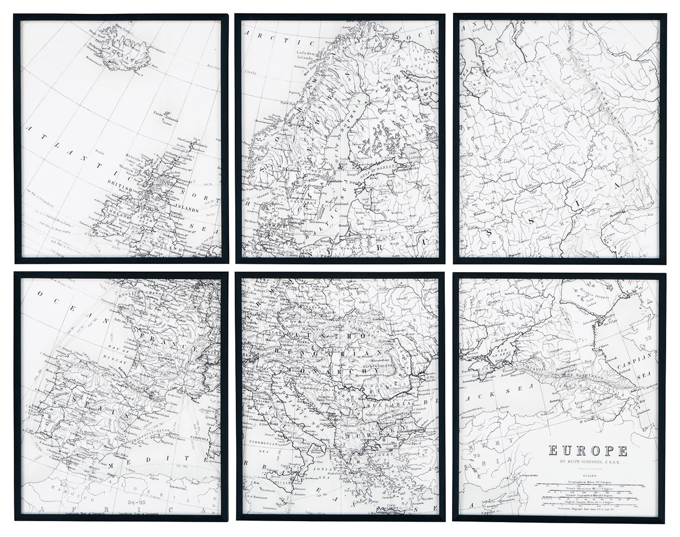 Ashley Furniture Avanworth - Black / White - Wall Art Set (Set of 6) | Meri Furniture