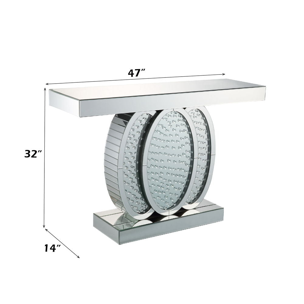 Nysa - 47"L Console Table - Mirrored & Faux Crystals