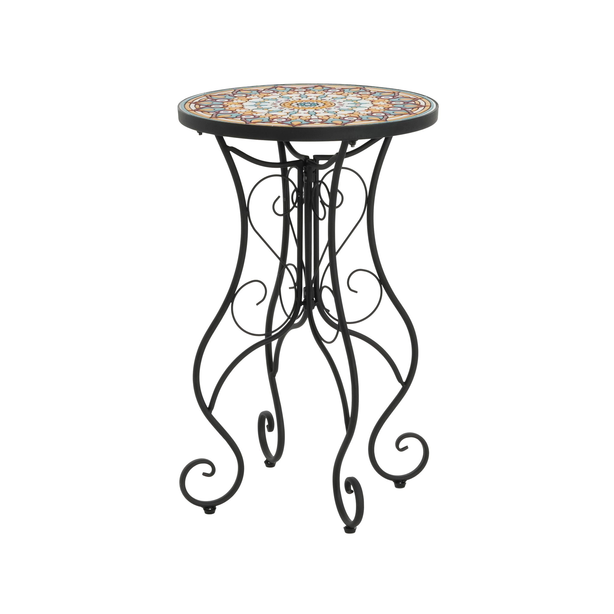 Colorful Outdoor Side Table With Ceramic Tile Top