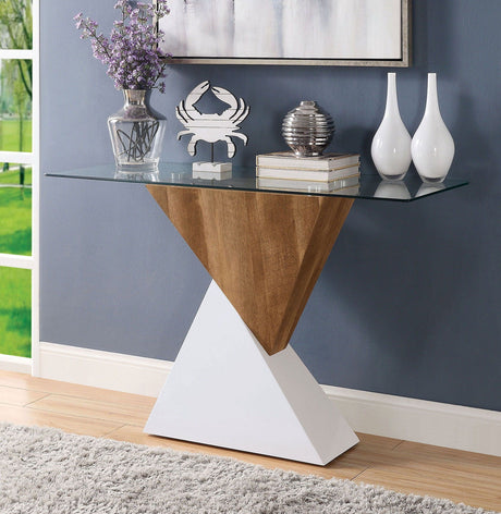 Furniture of America Bima - Sofa Table - White / Natural Tone | Meri Furniture