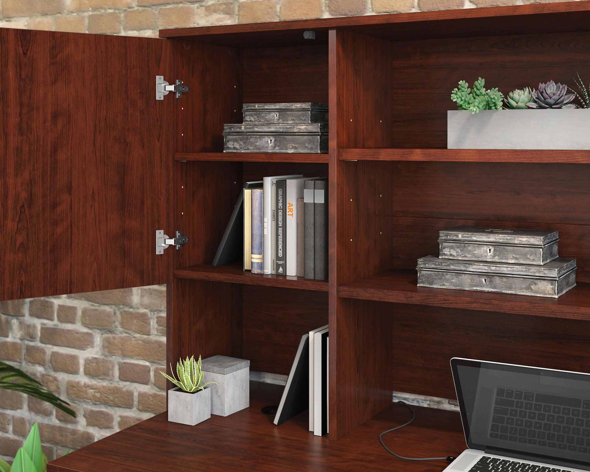 Commercial Storage Hutch for Desk in Cherry