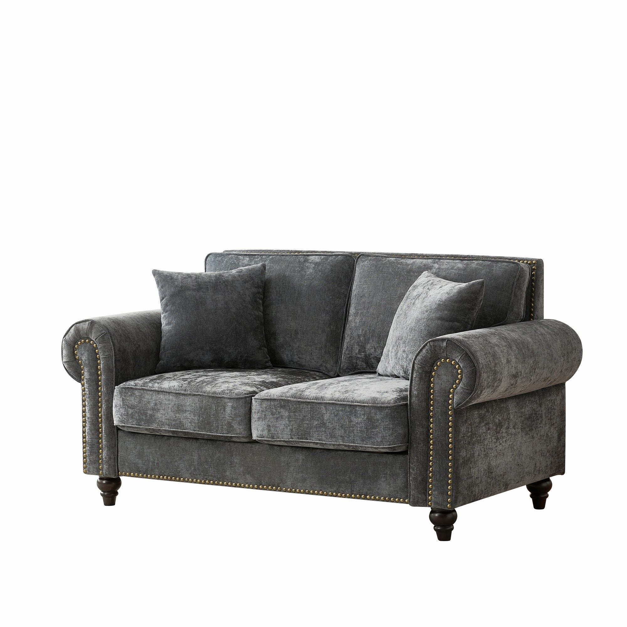 2 Seater Sofa With Rolled Arms, Tufted Upholstered Couch