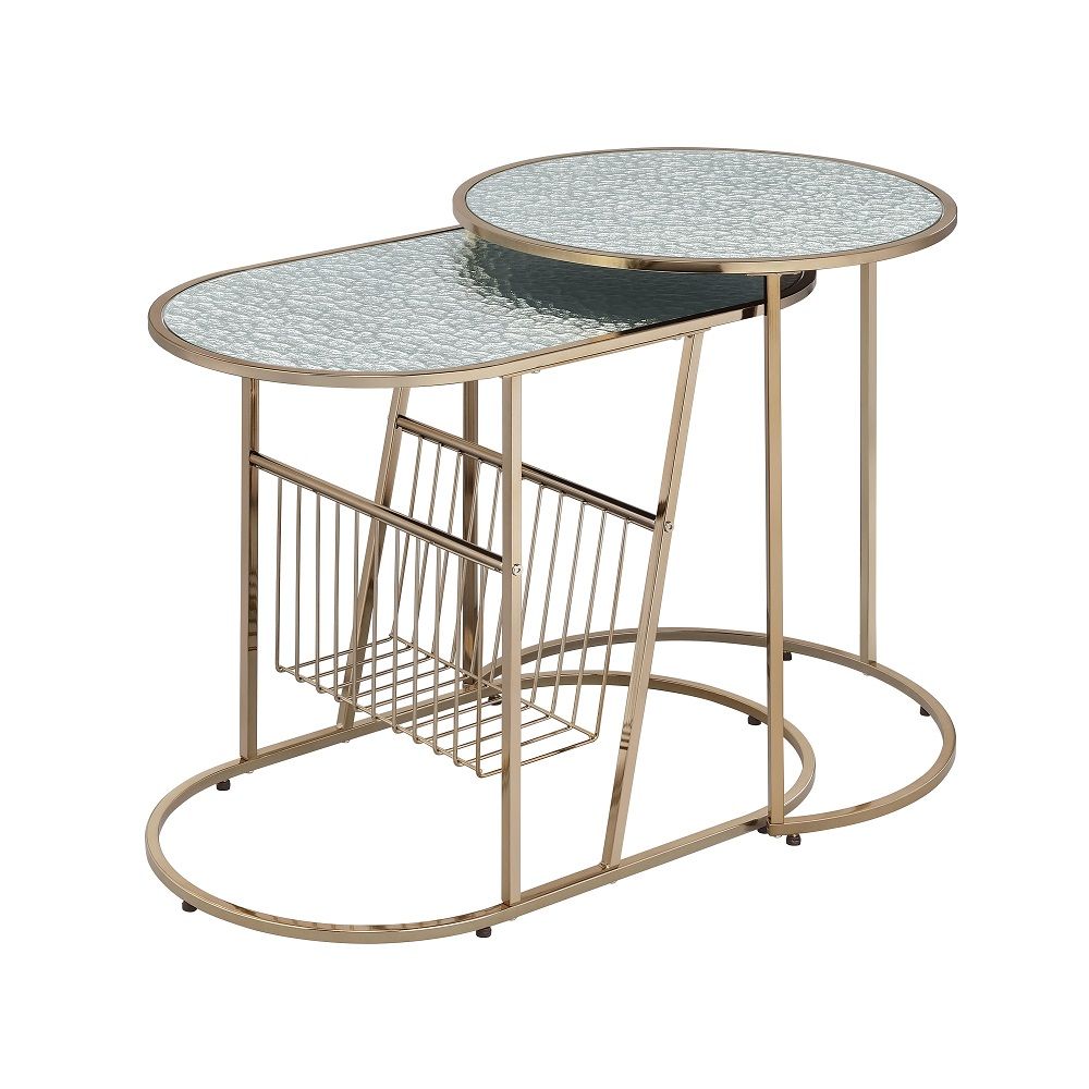 ACME Kesha - Nesting Table Set - Gold | Meri Furniture