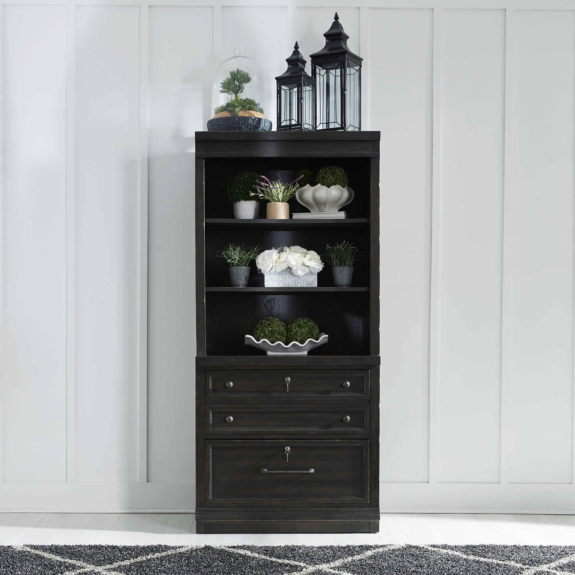 Liberty Furniture Harvest Home - 2 Piece Hutch & Cabinet Set - Black | Meri Furniture