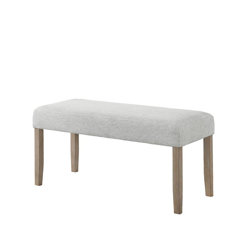 Tabitha Light Oak Finish Dining Bench with Light Gray Fabric