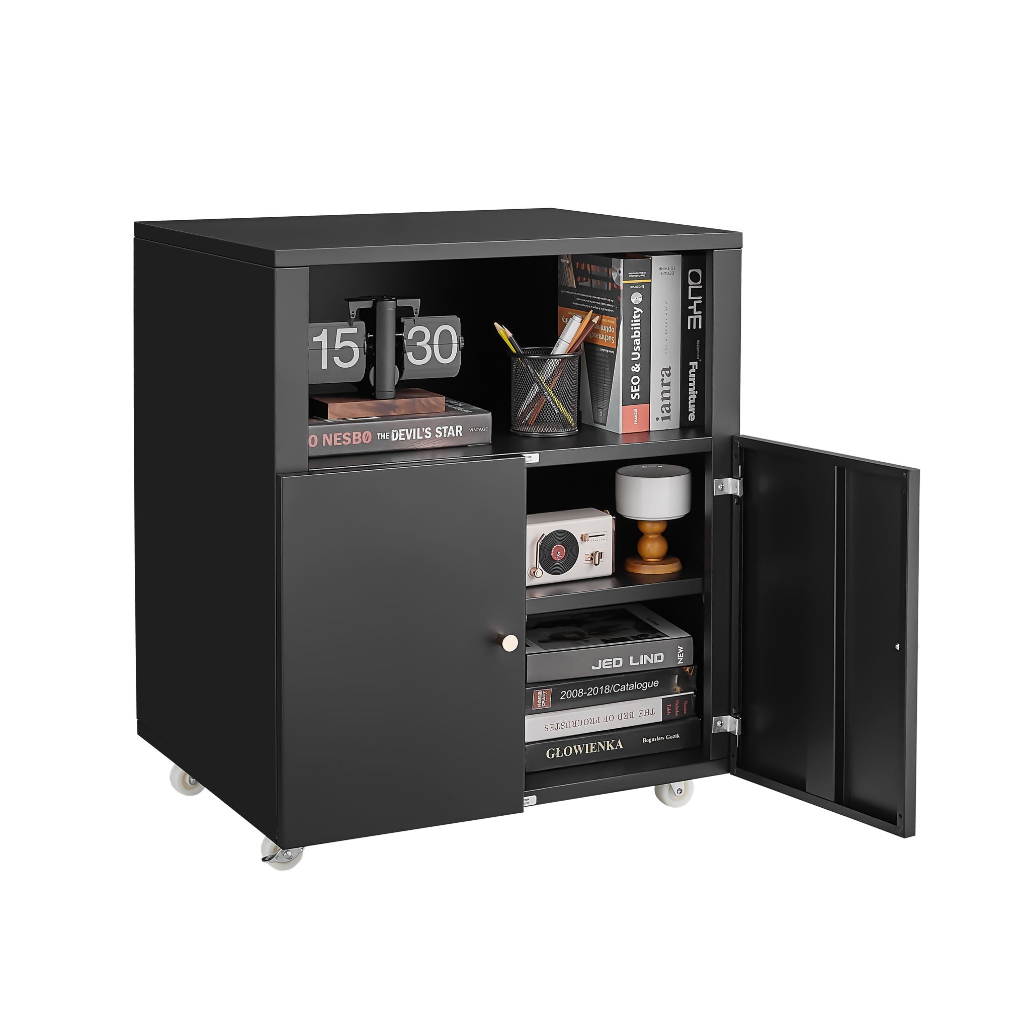 Home Office Printer Stand With Wheels And File Cabinet