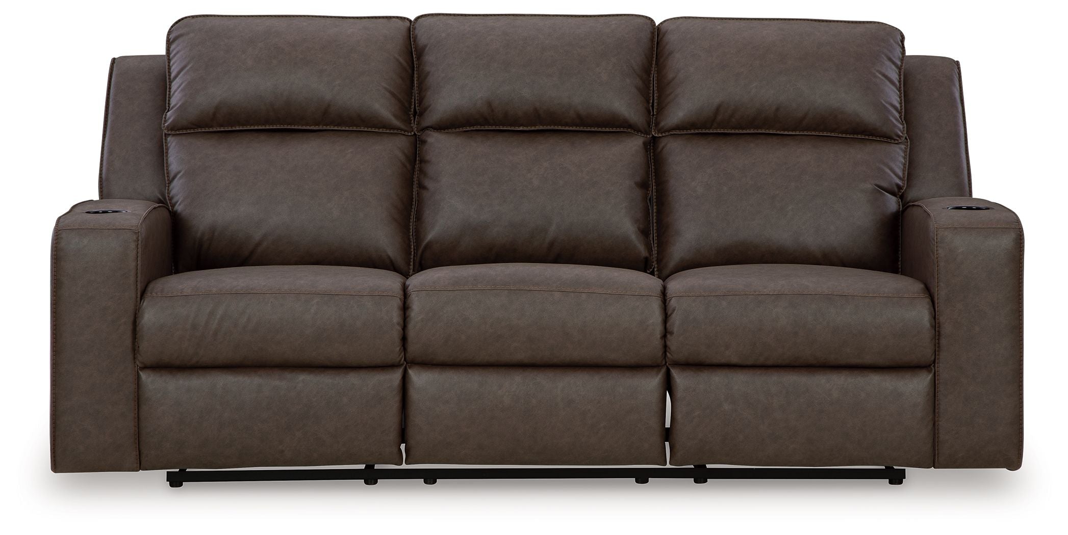 Signature Design by Ashley® Lavenhorne - Granite - Rec Sofa W/Drop Down Table | Meri Furniture
