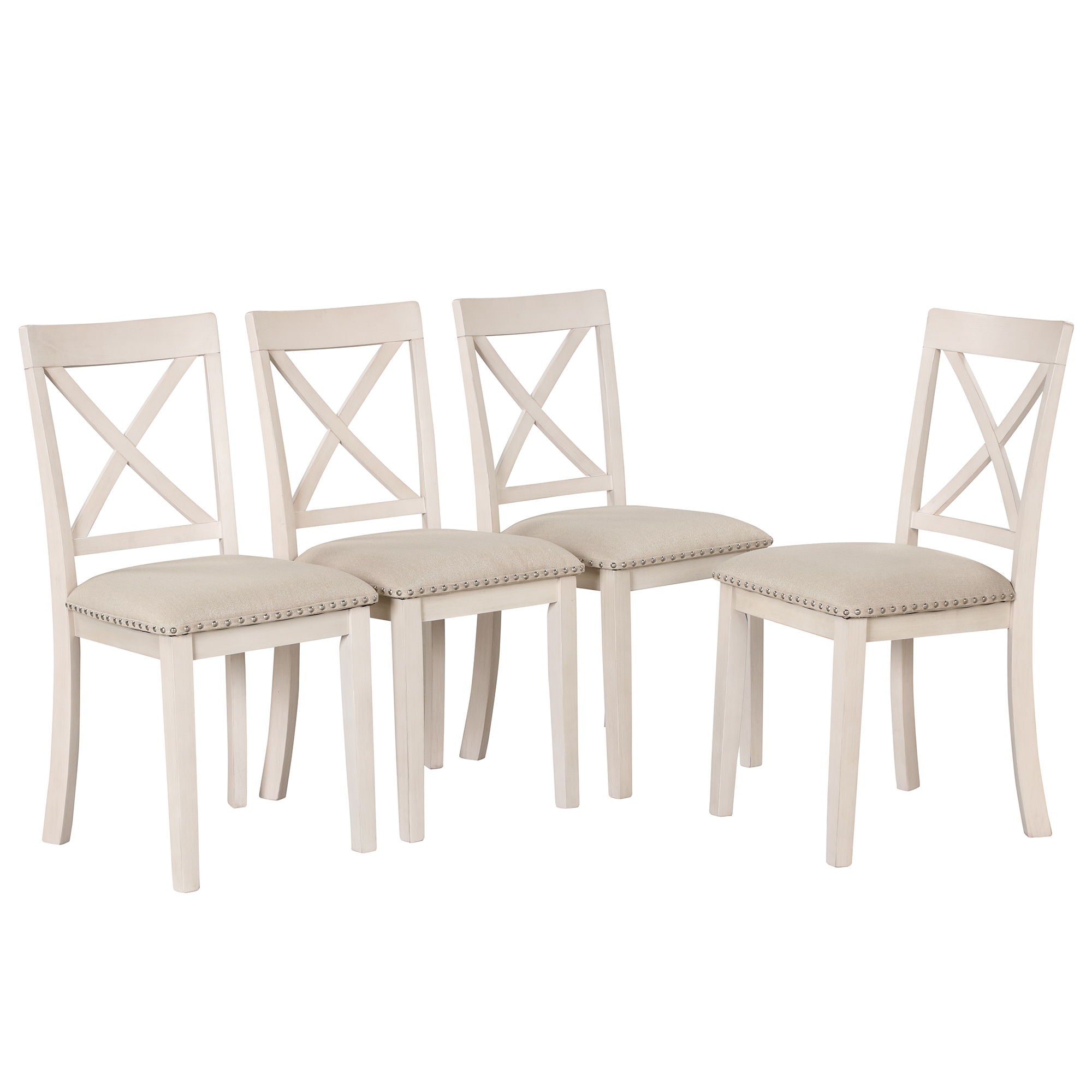Modern Dining Table Set For 4, Round Table And 4 Kitchen Room Chairs, 5 Piece Kitchen Table Set For Dining Room, Dinette, Breakfast Nook