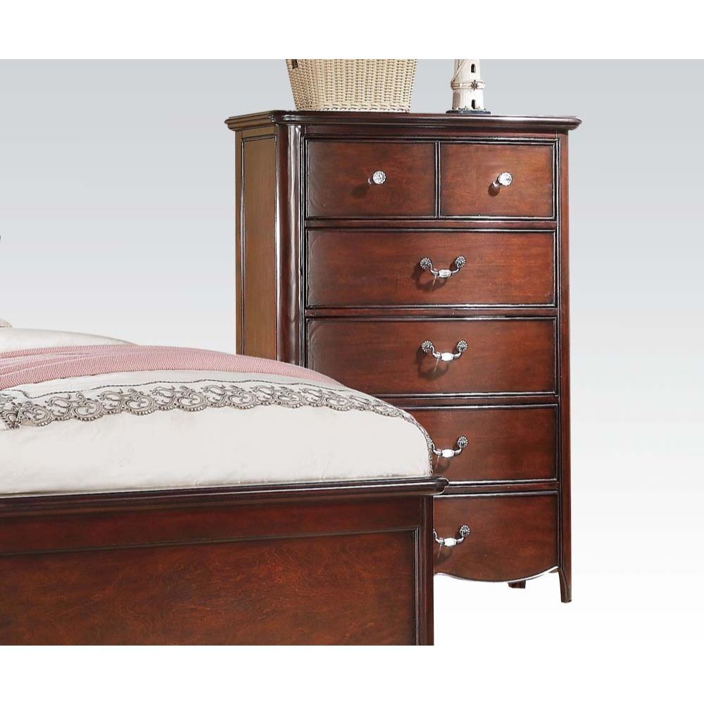 ACME 6 Drw • Drawer: GLIDE Center Metal (Kenlin), DT French Front & English Back, Felt-Lined Top Drawer, Hdw: Silver Metal w/Crystal Like Decor | Meri Furniture