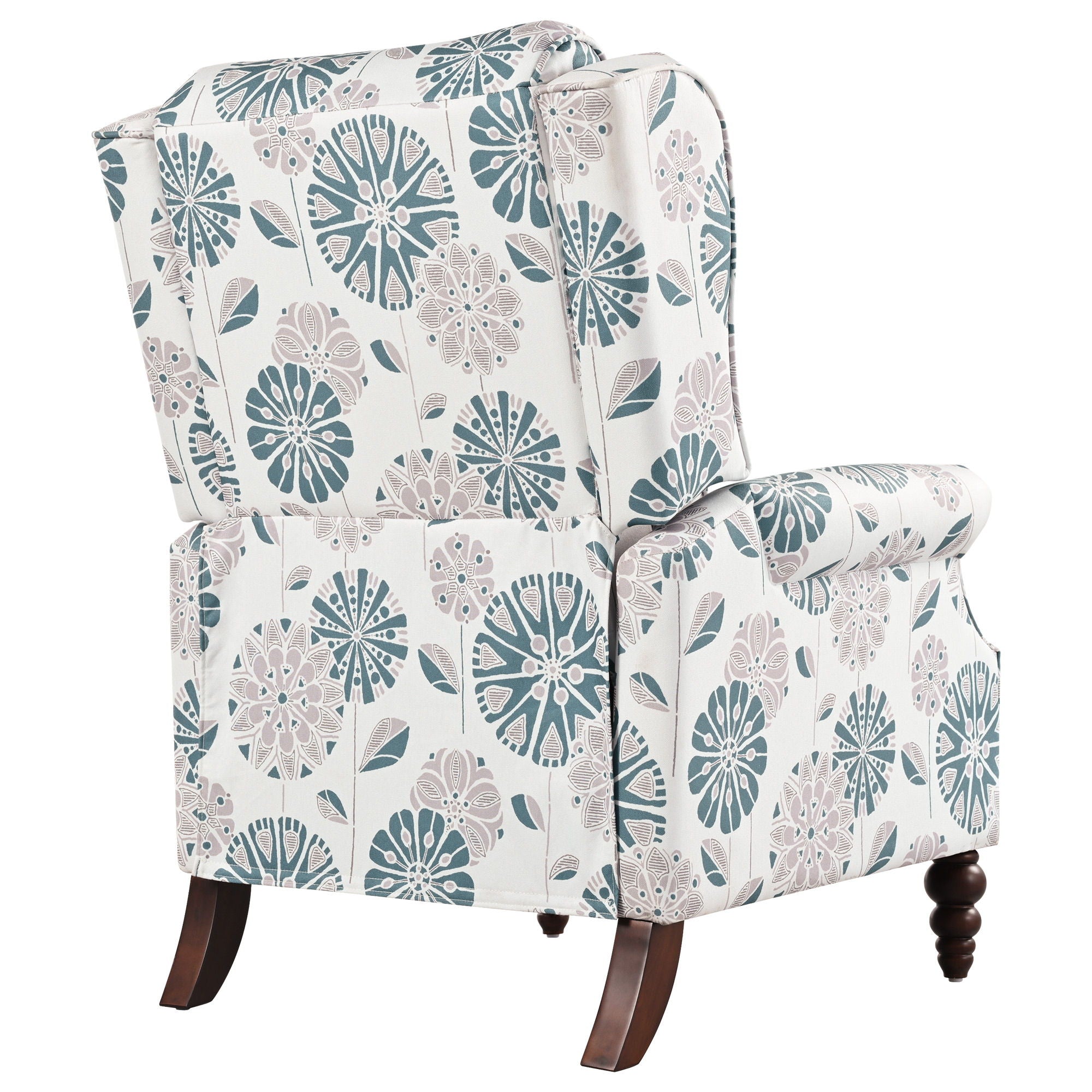 Push Back Recliner Chair Upholstered Recliner Armchair With Classic Wing Back And Solid Gourd-Shaped Legs