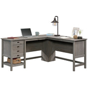 Wood L-Shaped Desk in Mystic Oak Finish