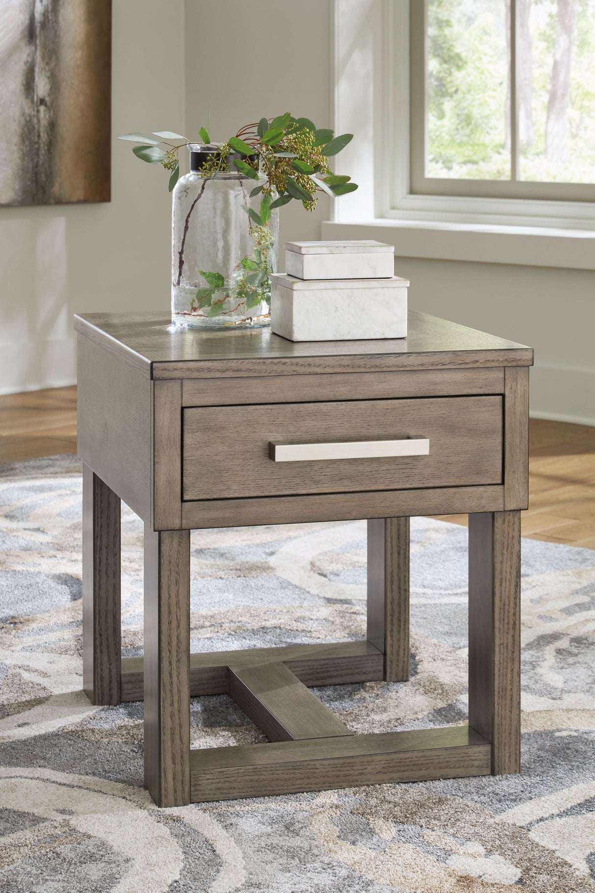 Signature Design by Ashley® Loyaska - Grayish Brown - Rectangular End Table | Meri Furniture
