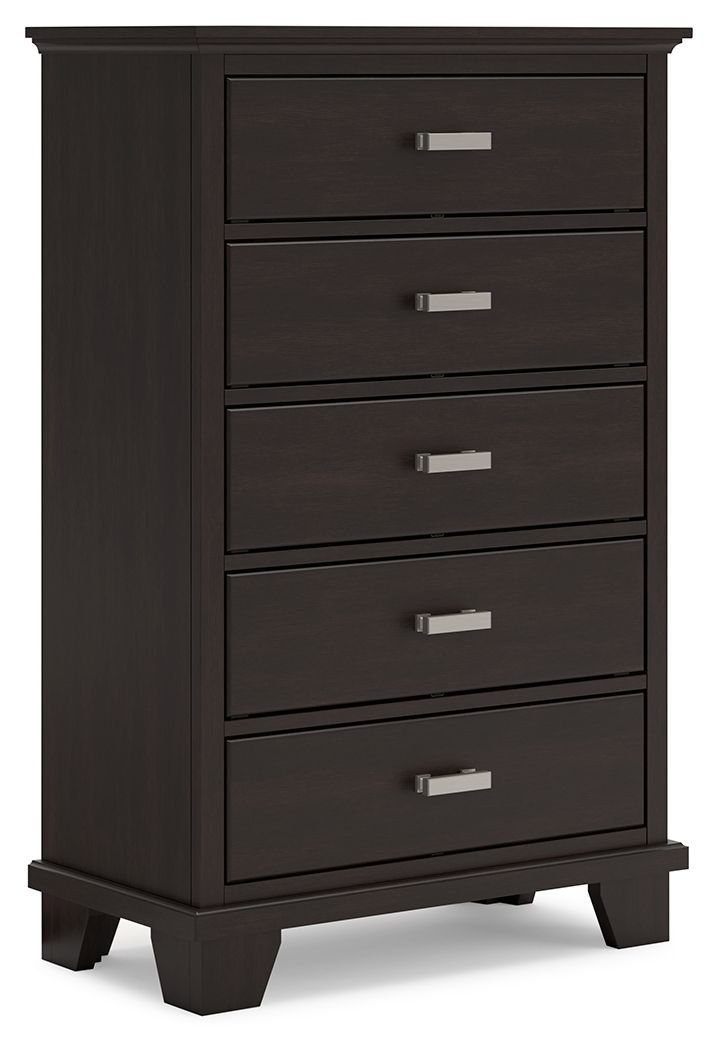 Signature Design by Ashley® Covetown - Dark Brown - Five Drawer Chest | Meri Furniture