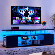 TV Stand LED Gaming Entertainment Center, Media Storage Console Table With Large Side Cabinet