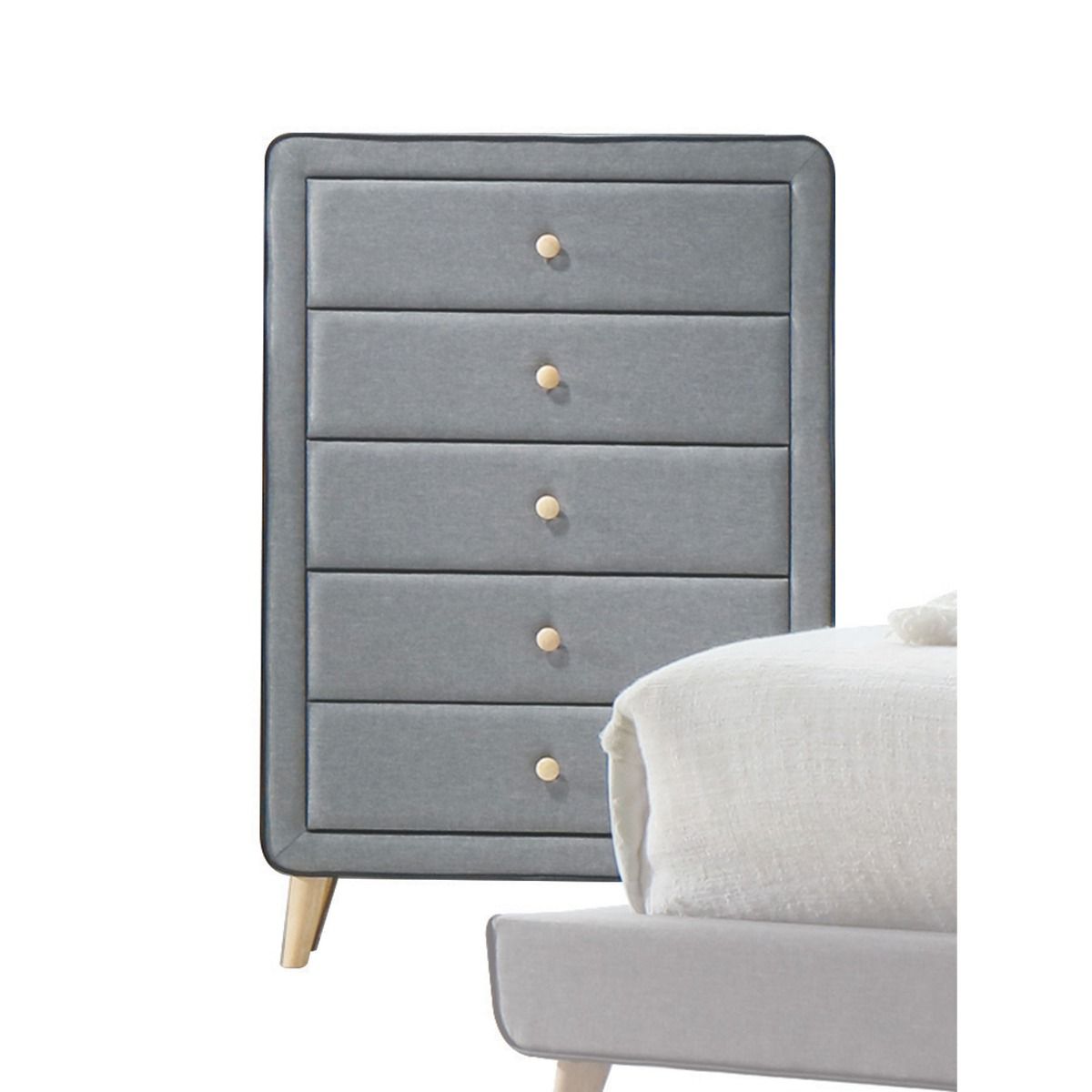 ACME Valda - Chest - Light Gray Fabric | Meri Furniture